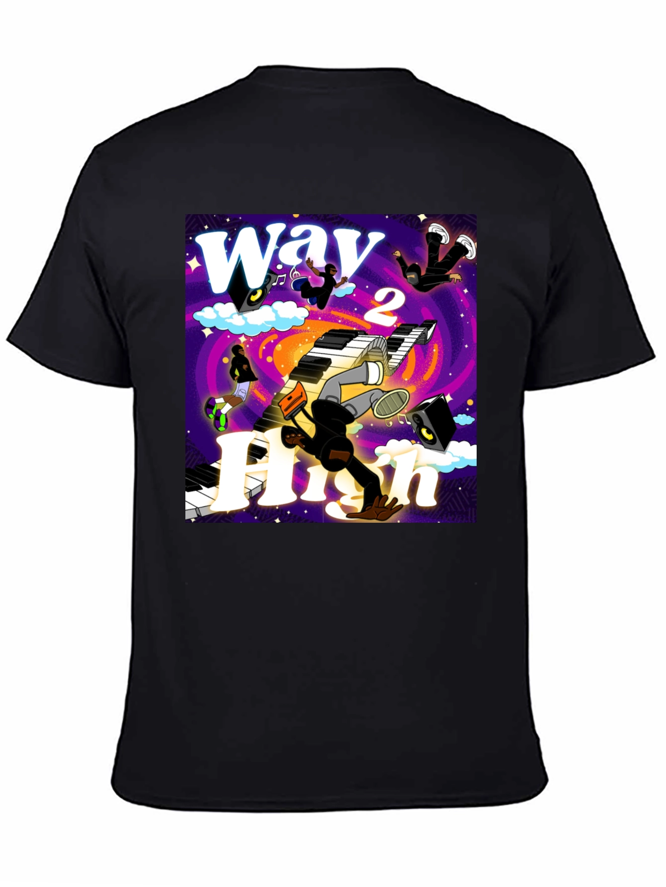 Way 2 High Graphic Print Black Tee