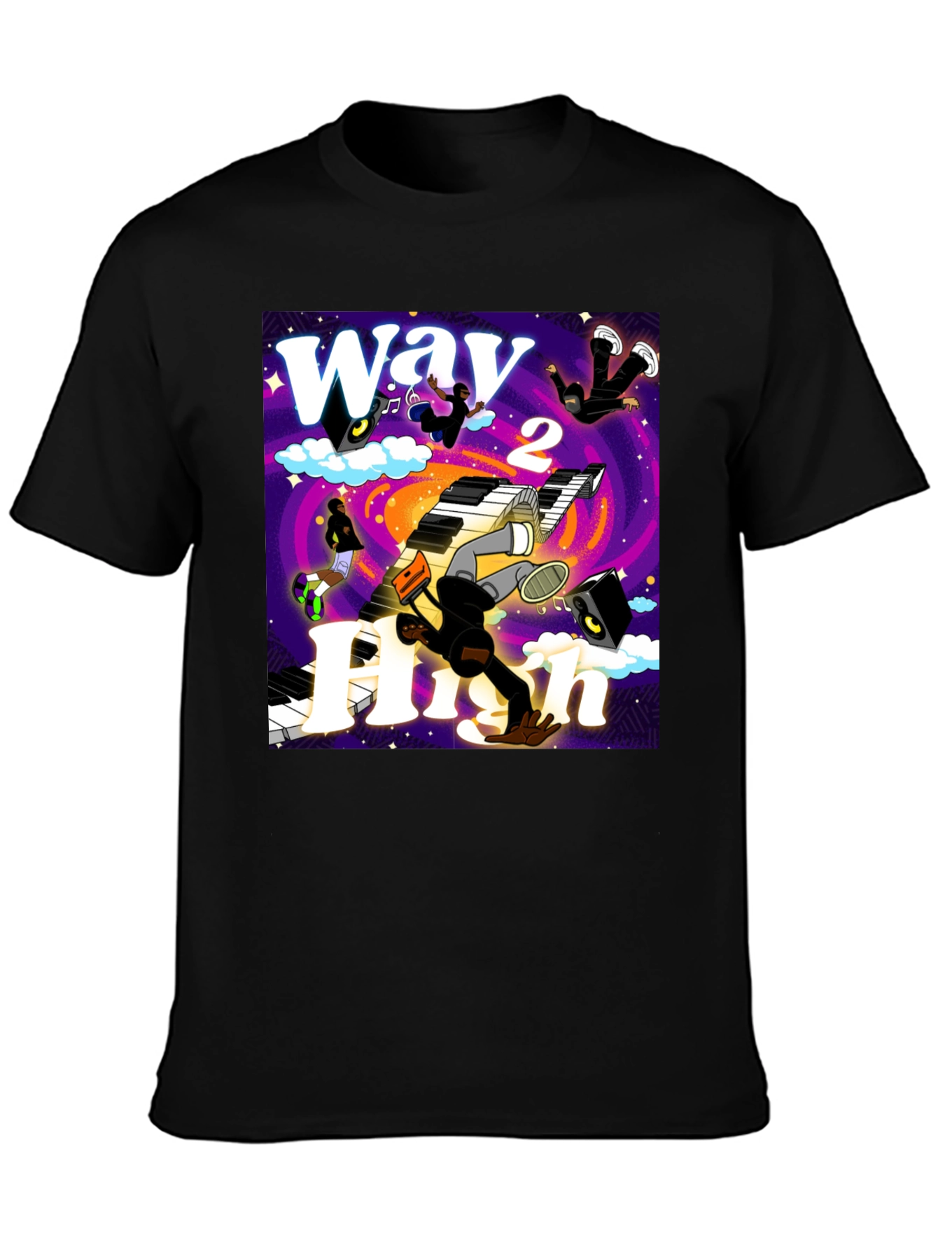 Way 2 High Graphic Print Black Tee
