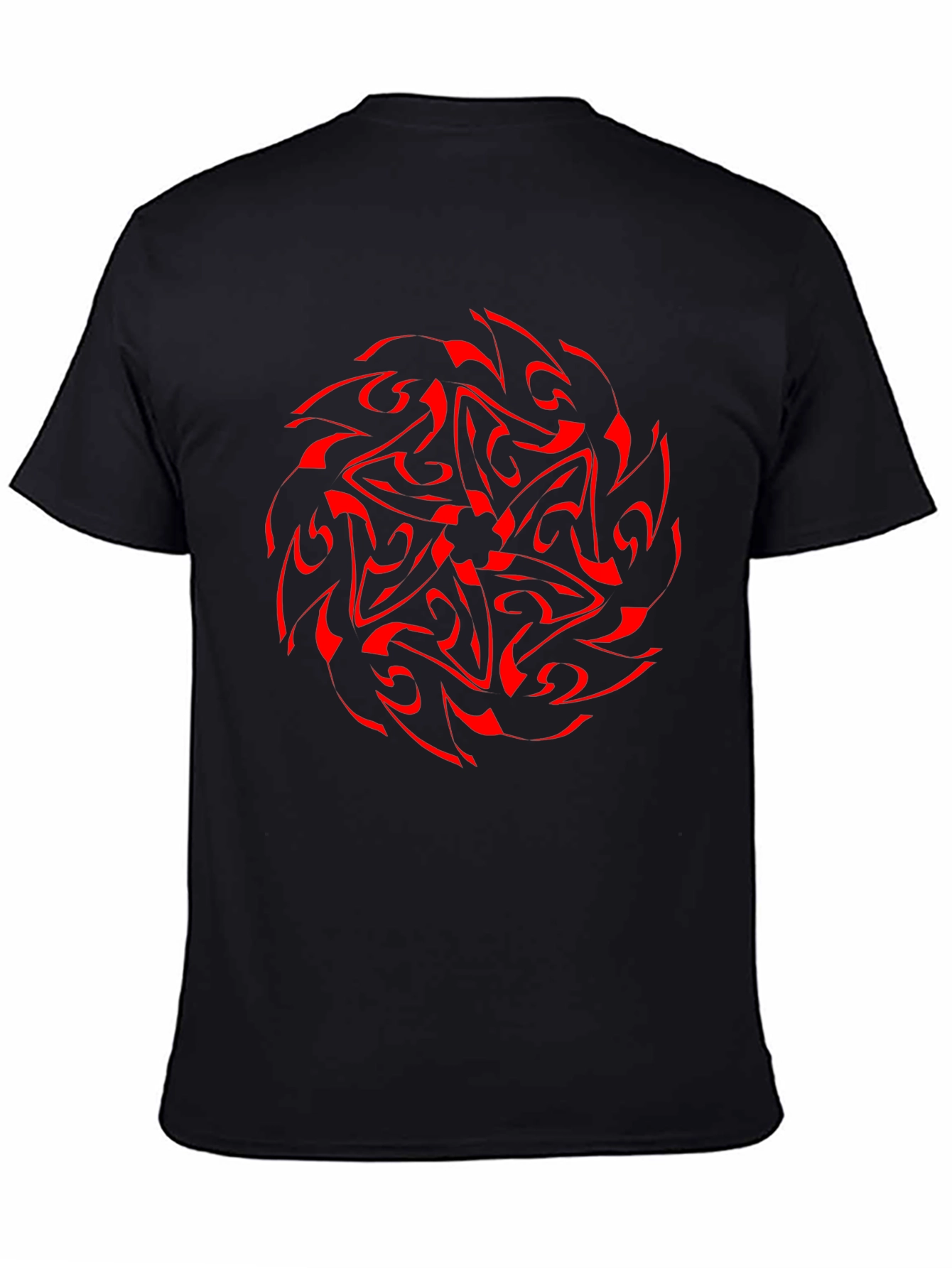 Red Mandala Graphic Black T-Shirt - Stylish Design