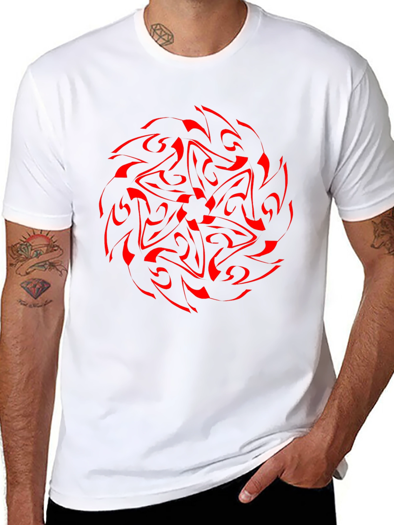 Red Mandala Graphic Black T-Shirt - Stylish Design