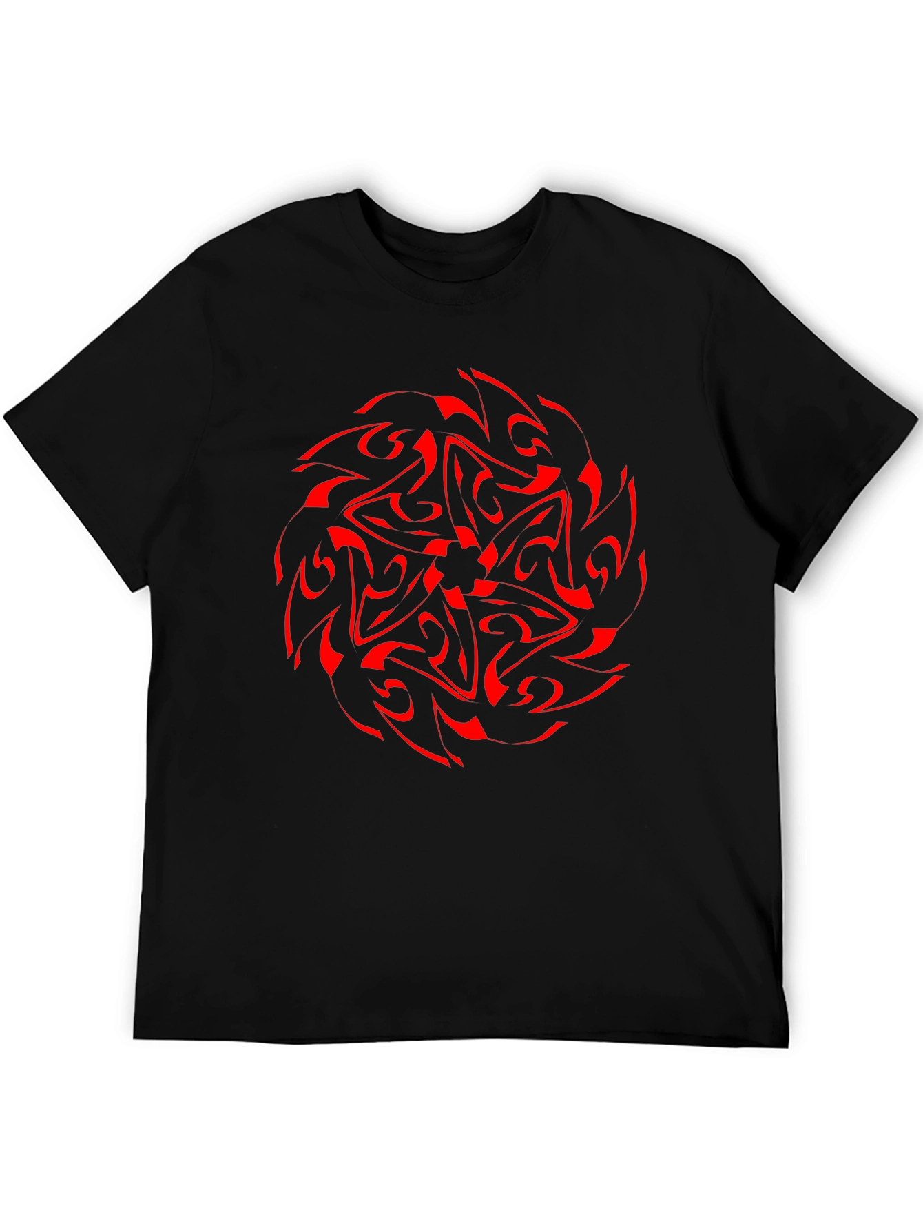 Red Mandala Graphic Black T-Shirt - Stylish Design