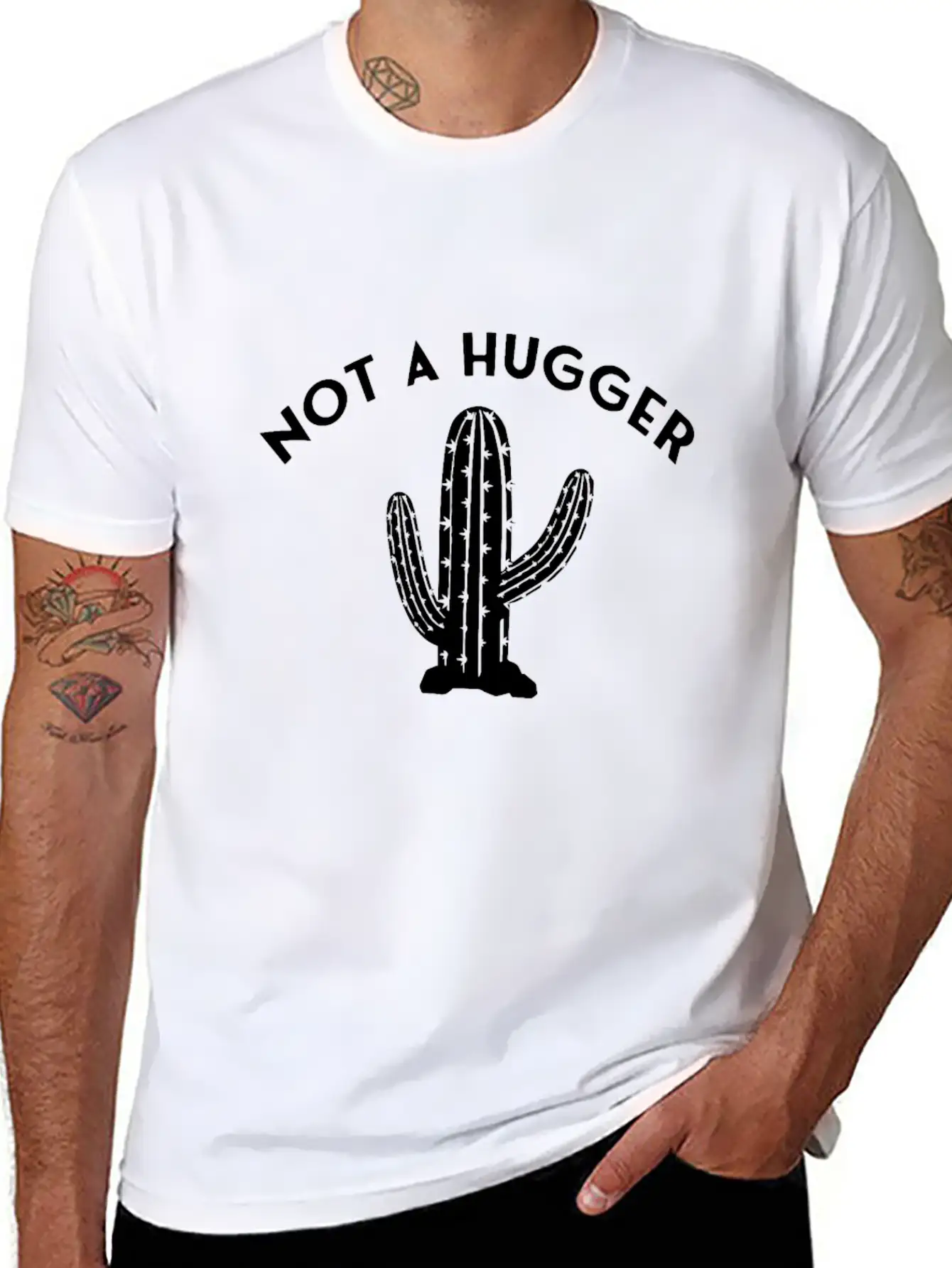 Not A Hugger Cactus Unisex Casual T-Shirt – Clean Design For Daily Comfort