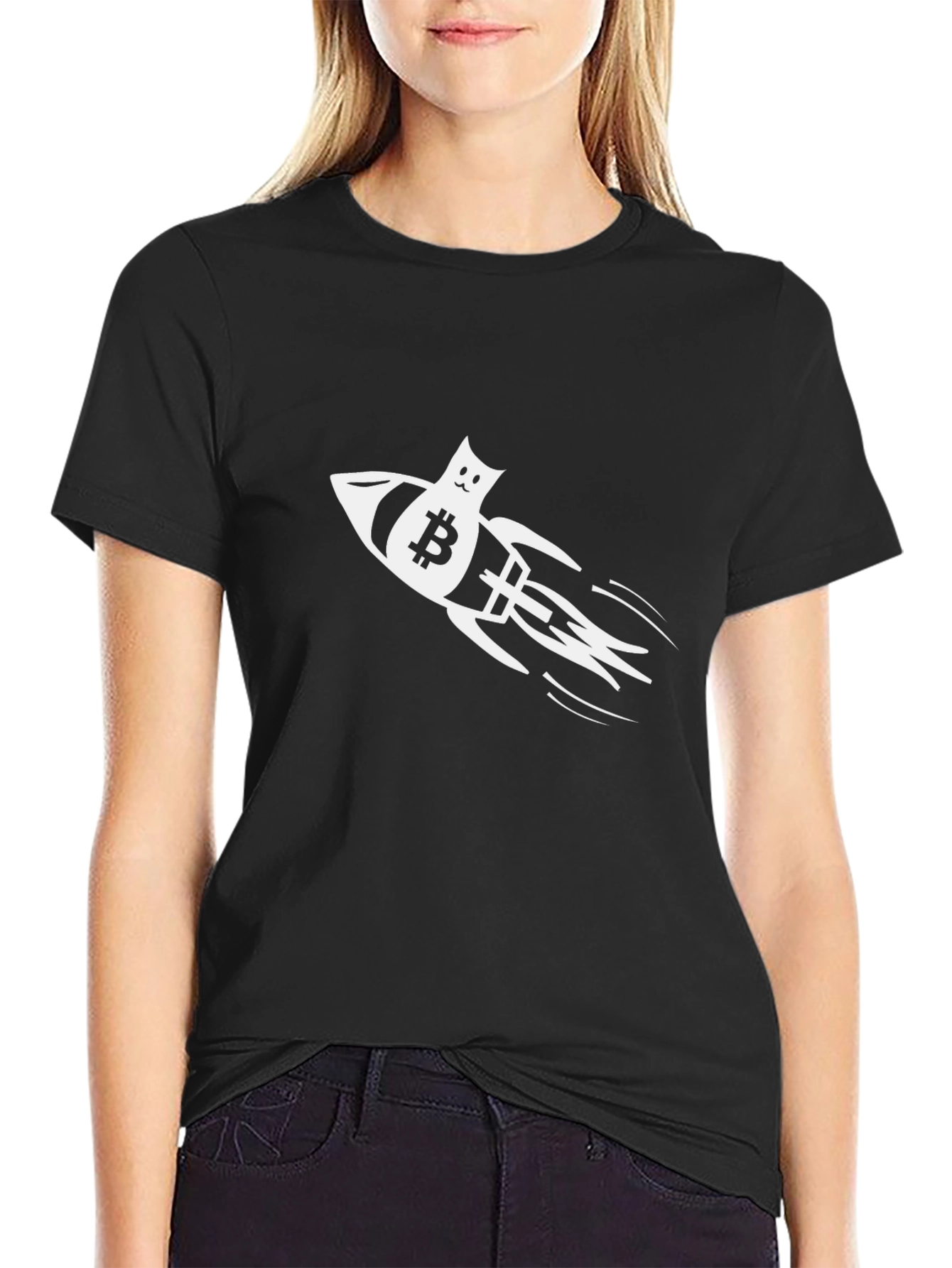 Bitcoin Rocket Cat T-Shirt - Crypto to the Moon!