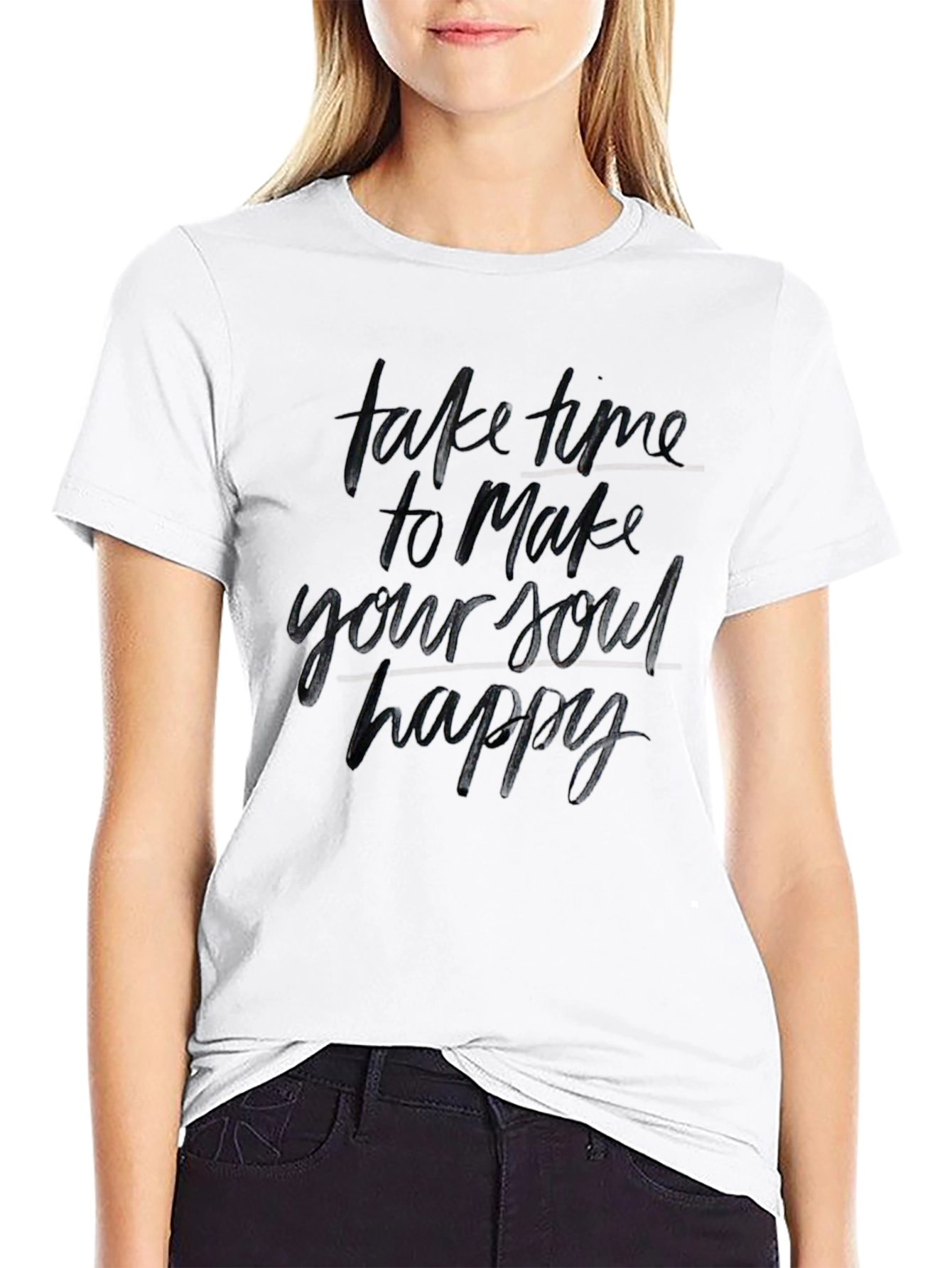 Inspirational Black T-Shirt - Make Your Soul Happy