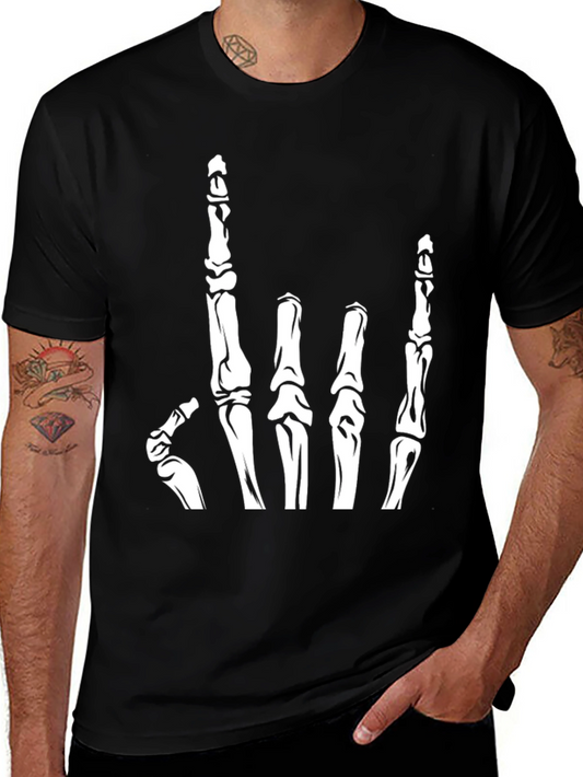 Rock On Skeleton Hand T-Shirt - Black