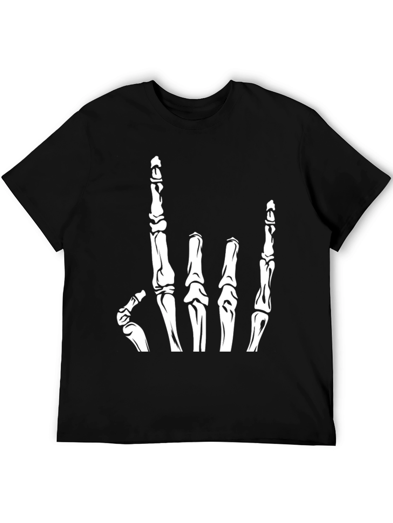 Rock On Skeleton Hand T-Shirt - Black