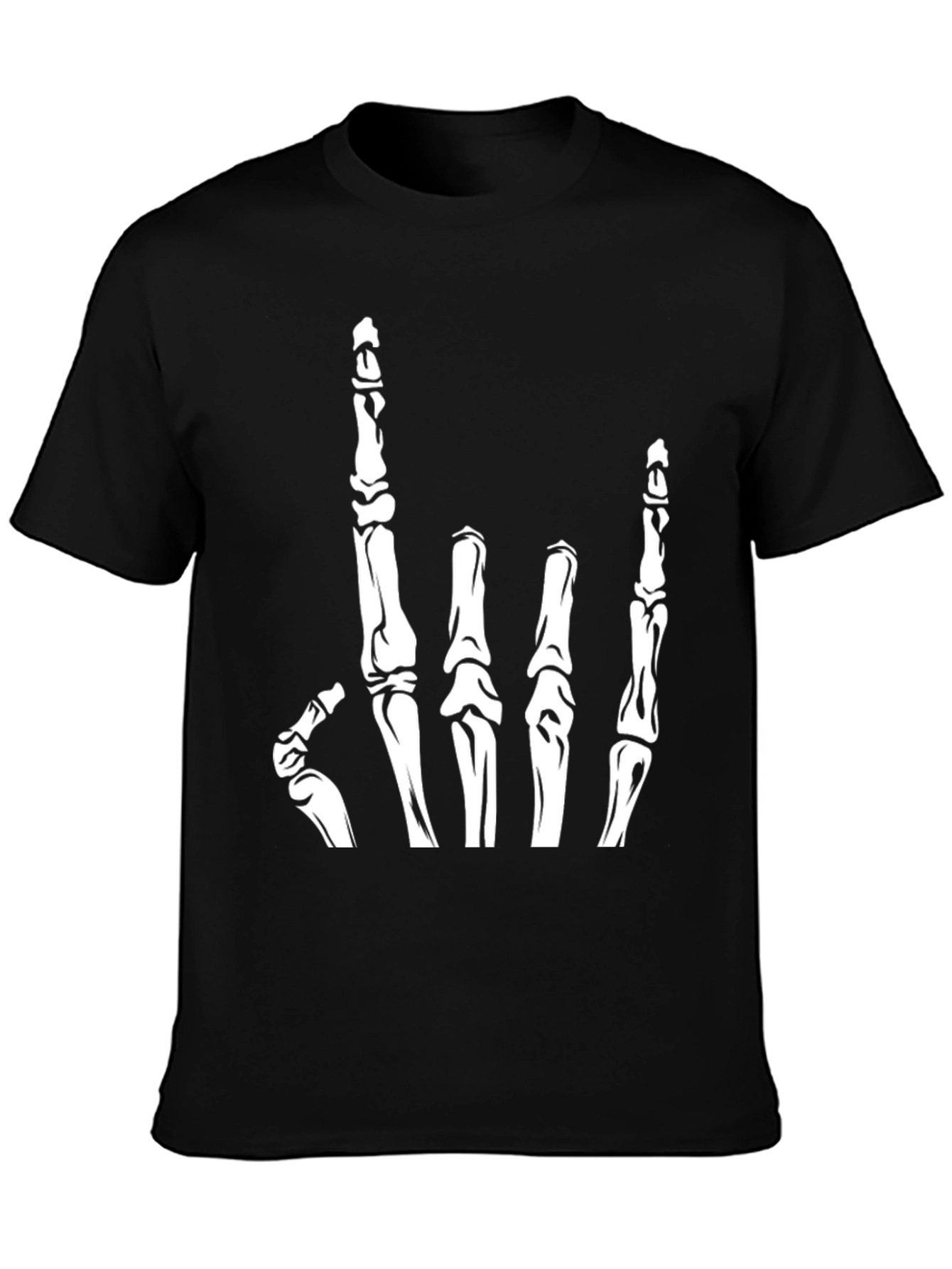 Rock On Skeleton Hand T-Shirt - Black