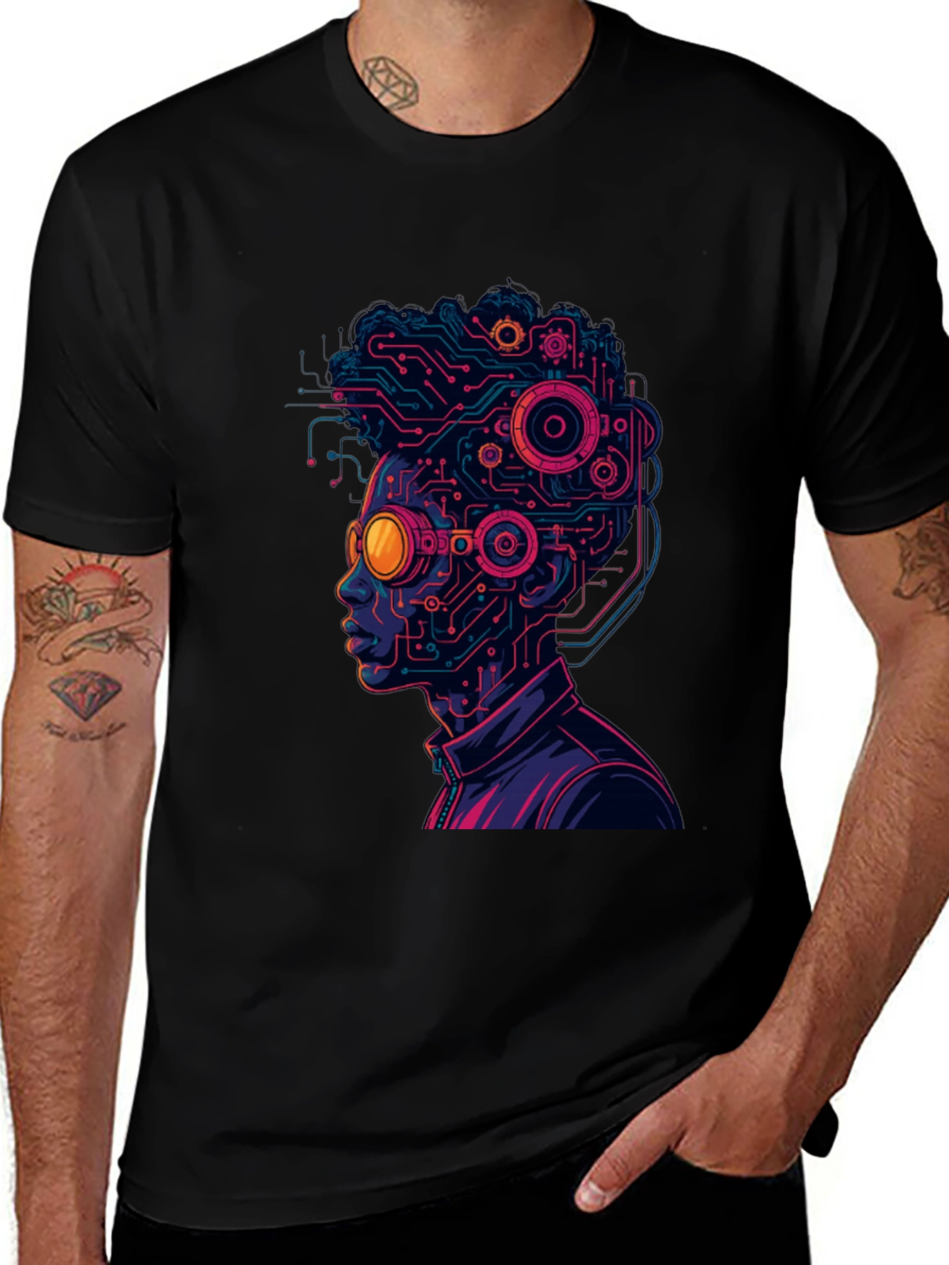 Cyberpunk Circuit Head T-Shirt