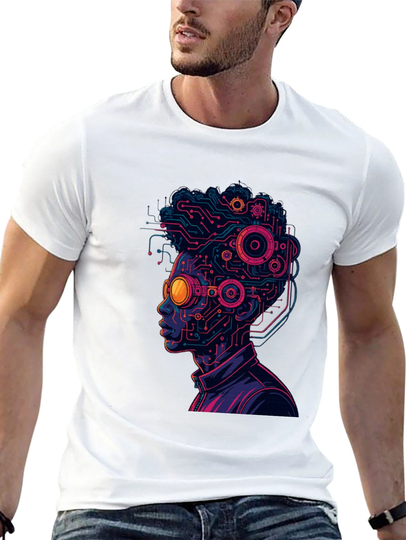 Cyberpunk Circuit Head T-Shirt
