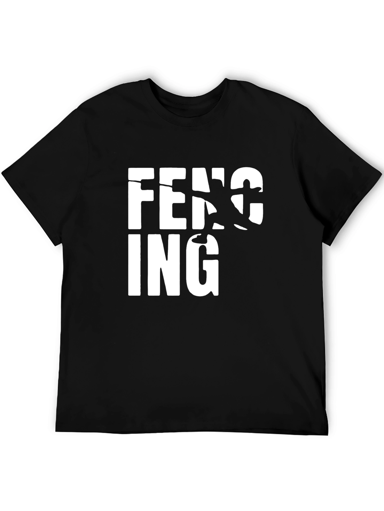 Fencing Graphic Print Black T-Shirt