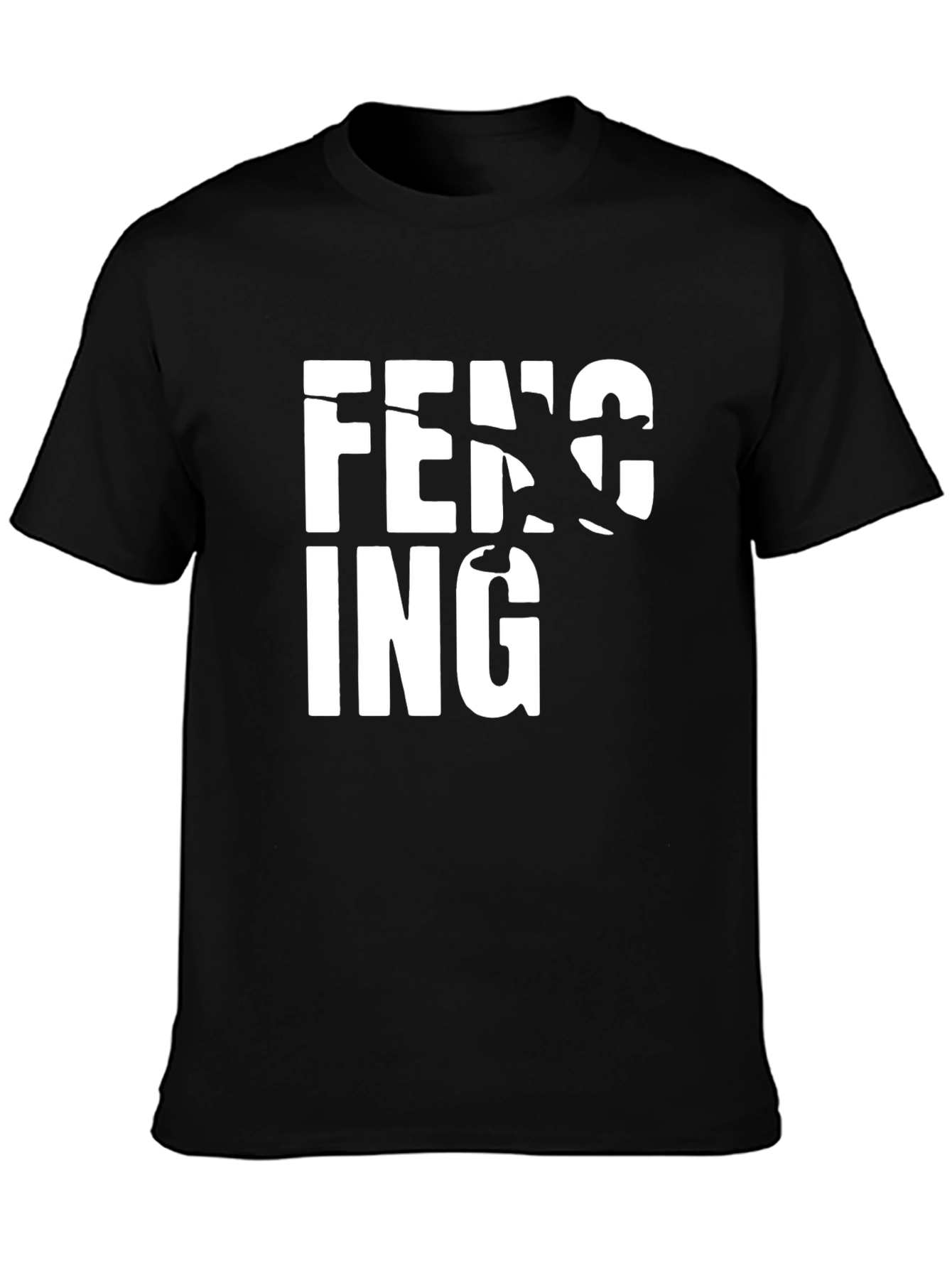 Fencing Graphic Print Black T-Shirt
