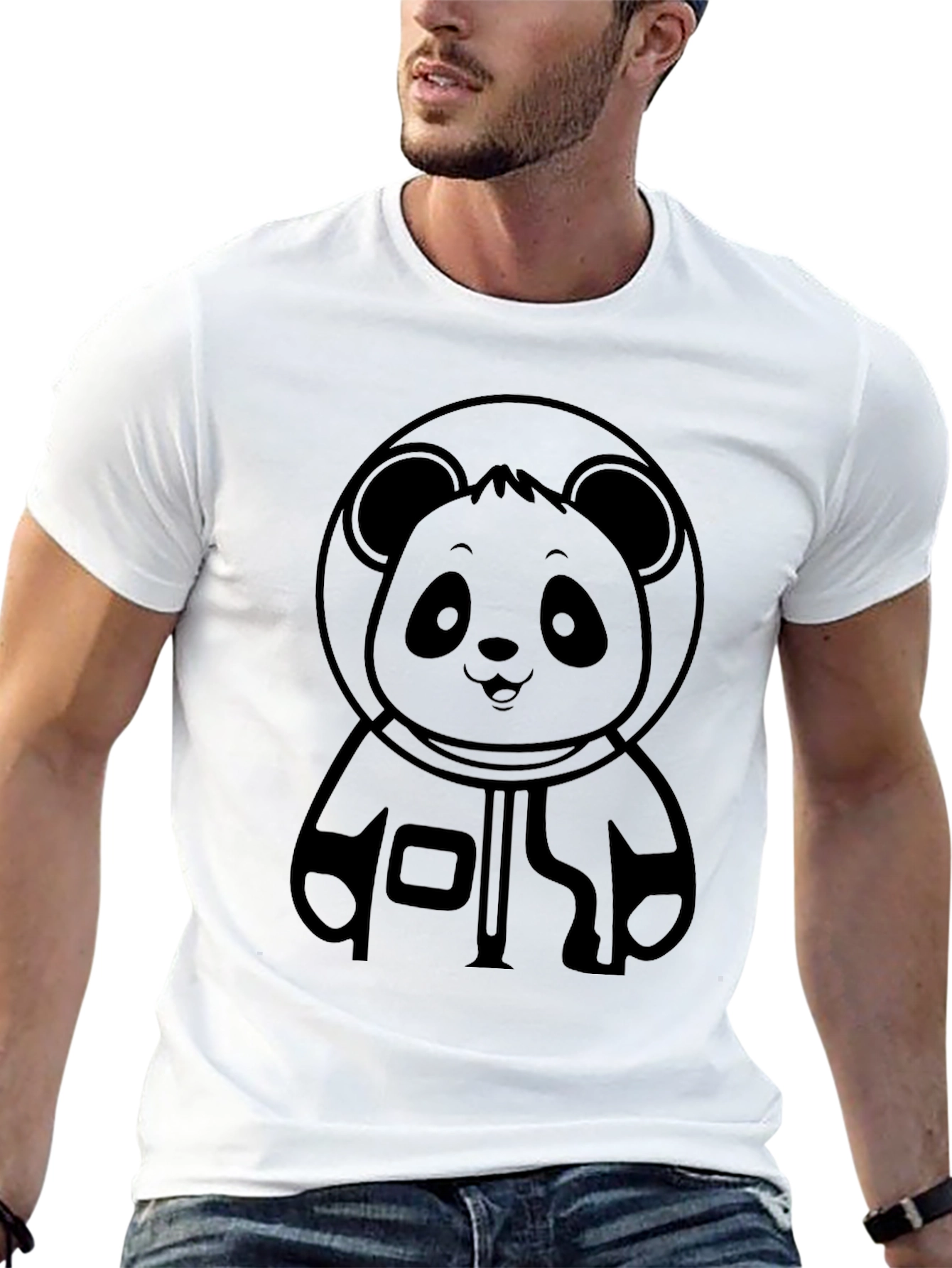 Panda Astronaut Black Graphic Tee