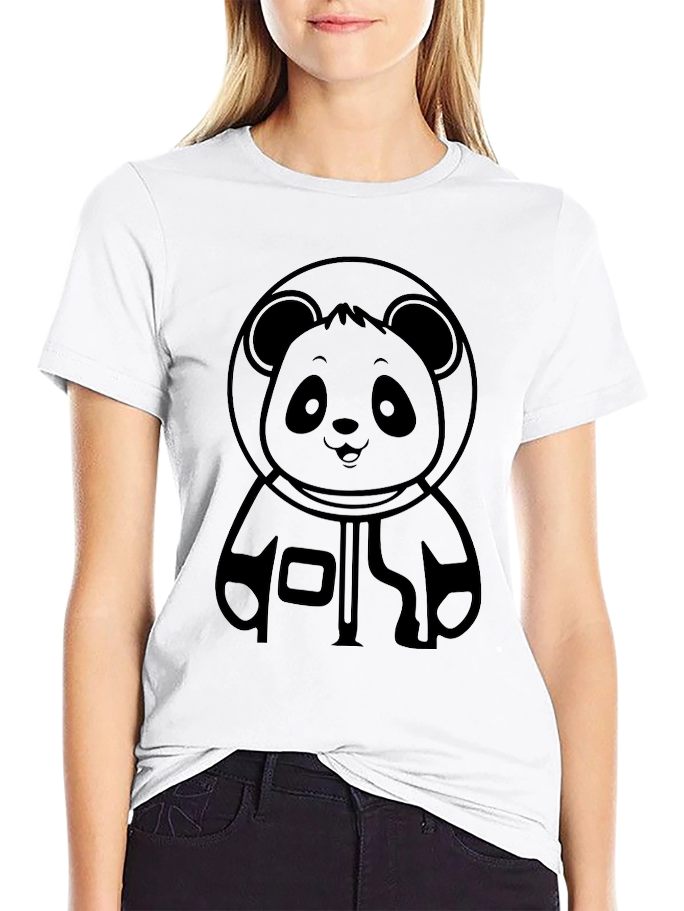 Panda Astronaut Black Graphic Tee