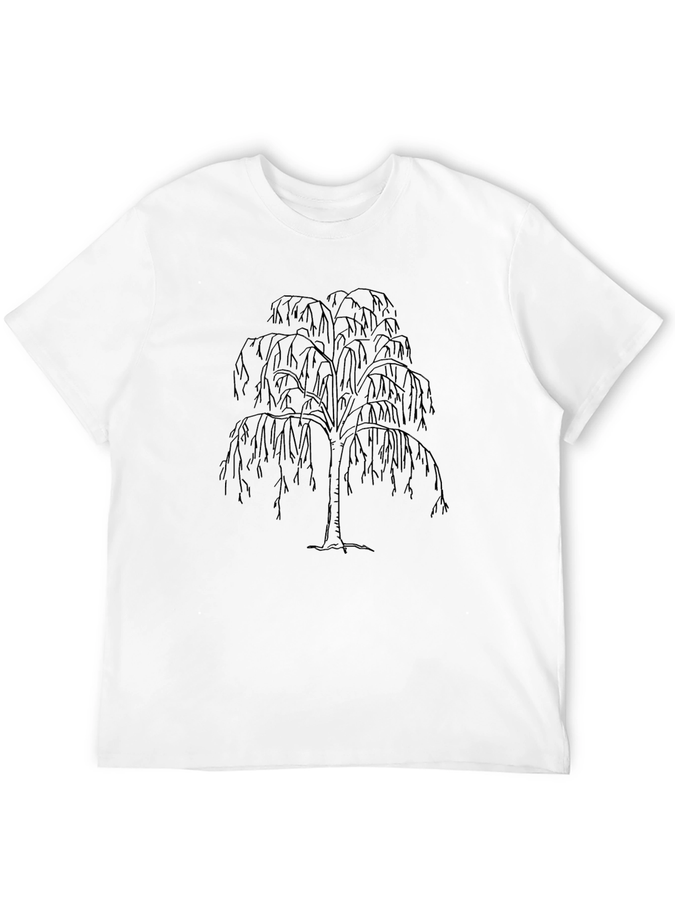 Weeping Willow Tree Graphic Tee - Black Cotton Blend