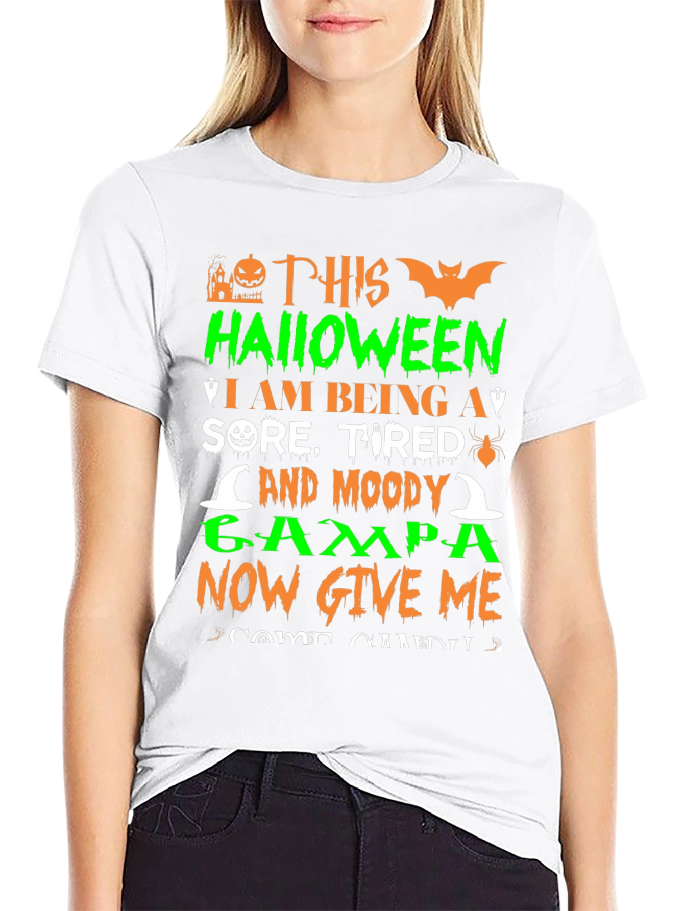 Halloween Sore Tired Moody Grampa Black T-Shirt