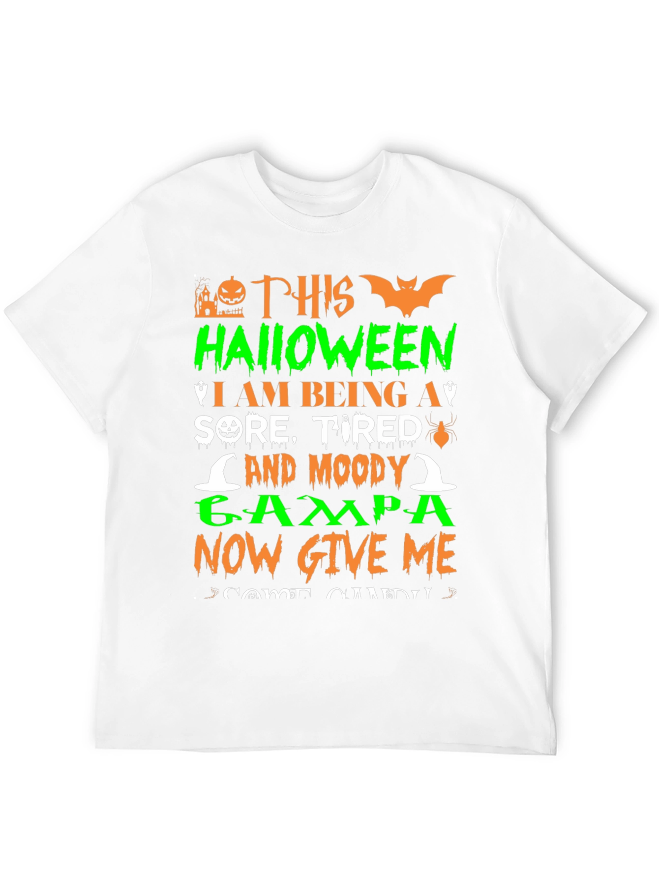 Halloween Sore Tired Moody Grampa Black T-Shirt