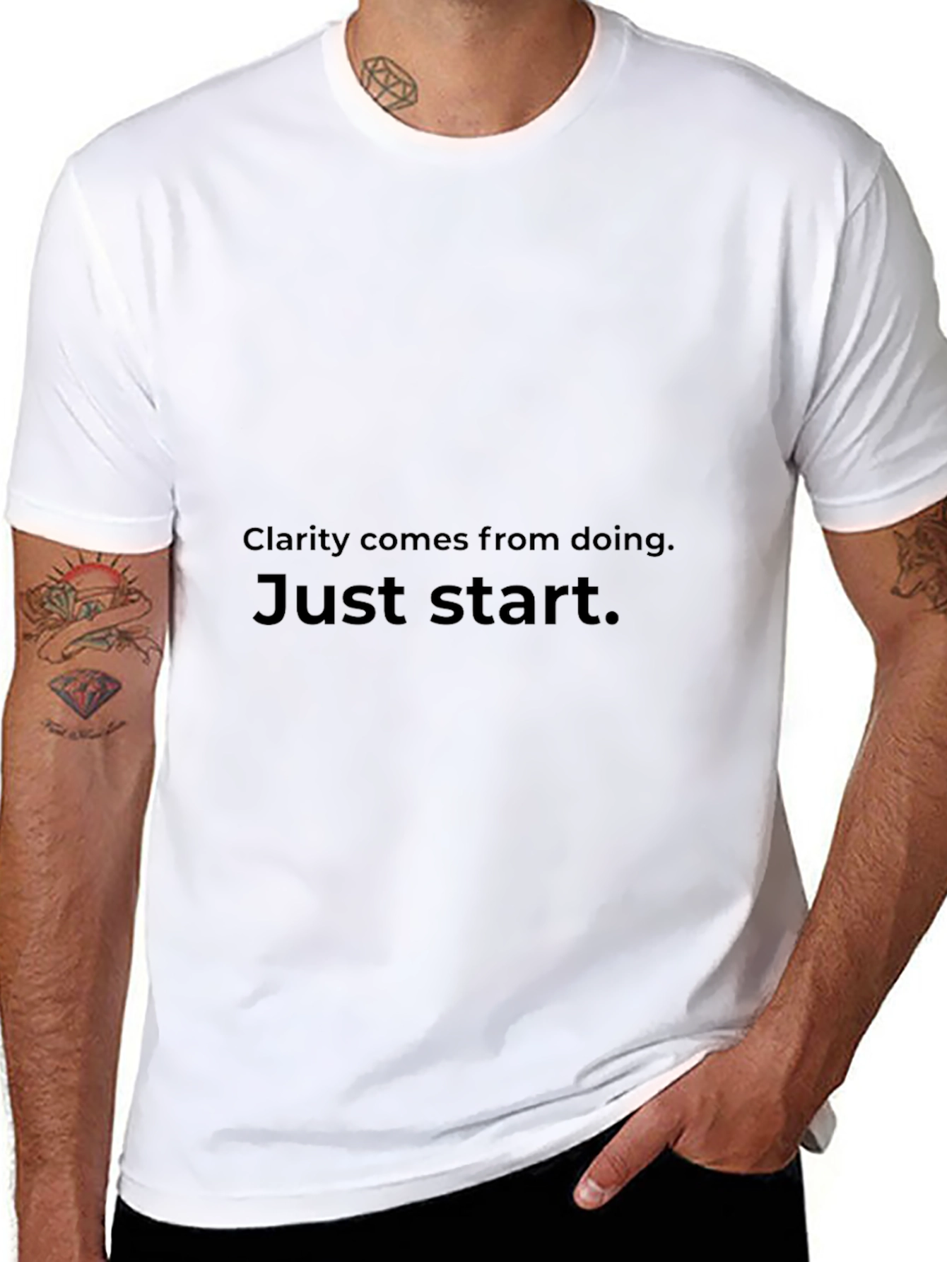 Inspirational T-Shirt - Clarity Comes From Doing Just Start