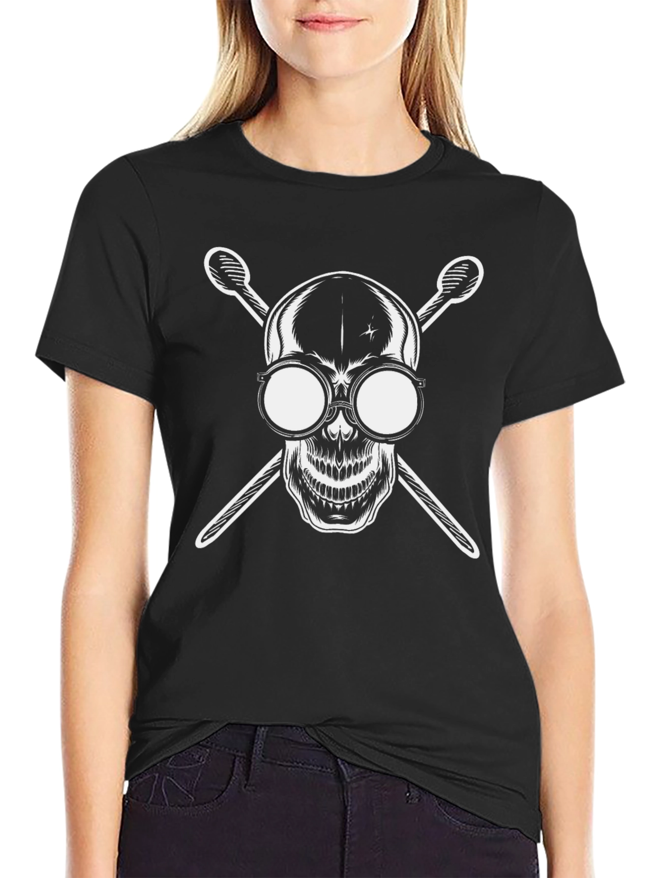 Skull & Sticks Graphic T-Shirt - Black