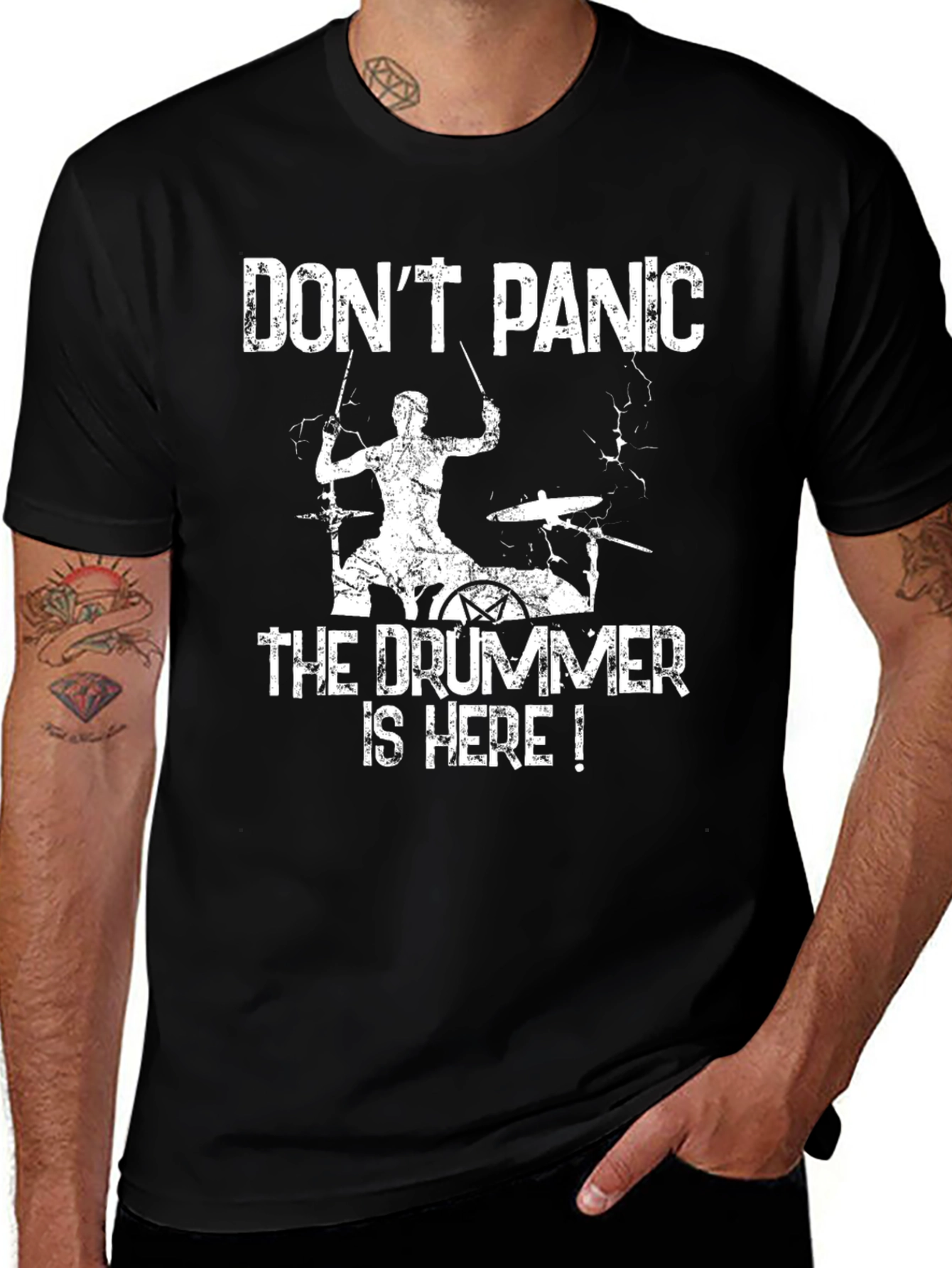 Dont Panic Drummer T-Shirt - Funny Musician Tee