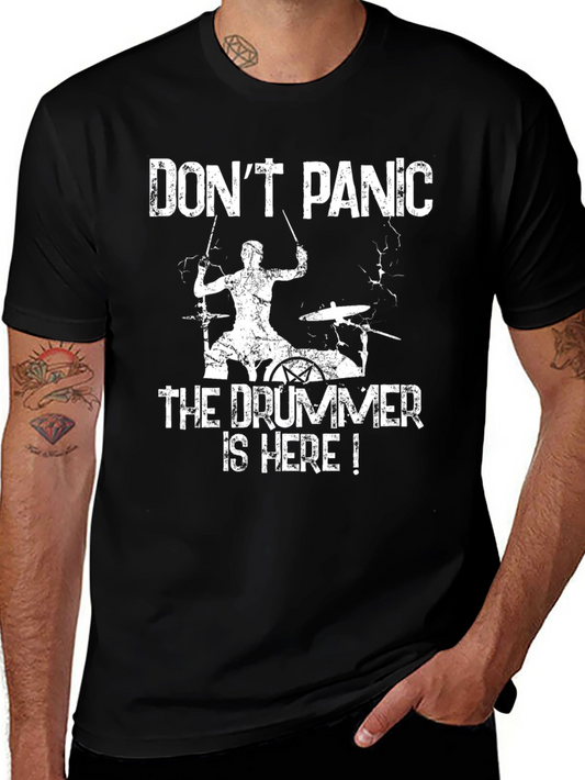 Dont Panic Drummer T-Shirt - Funny Musician Tee