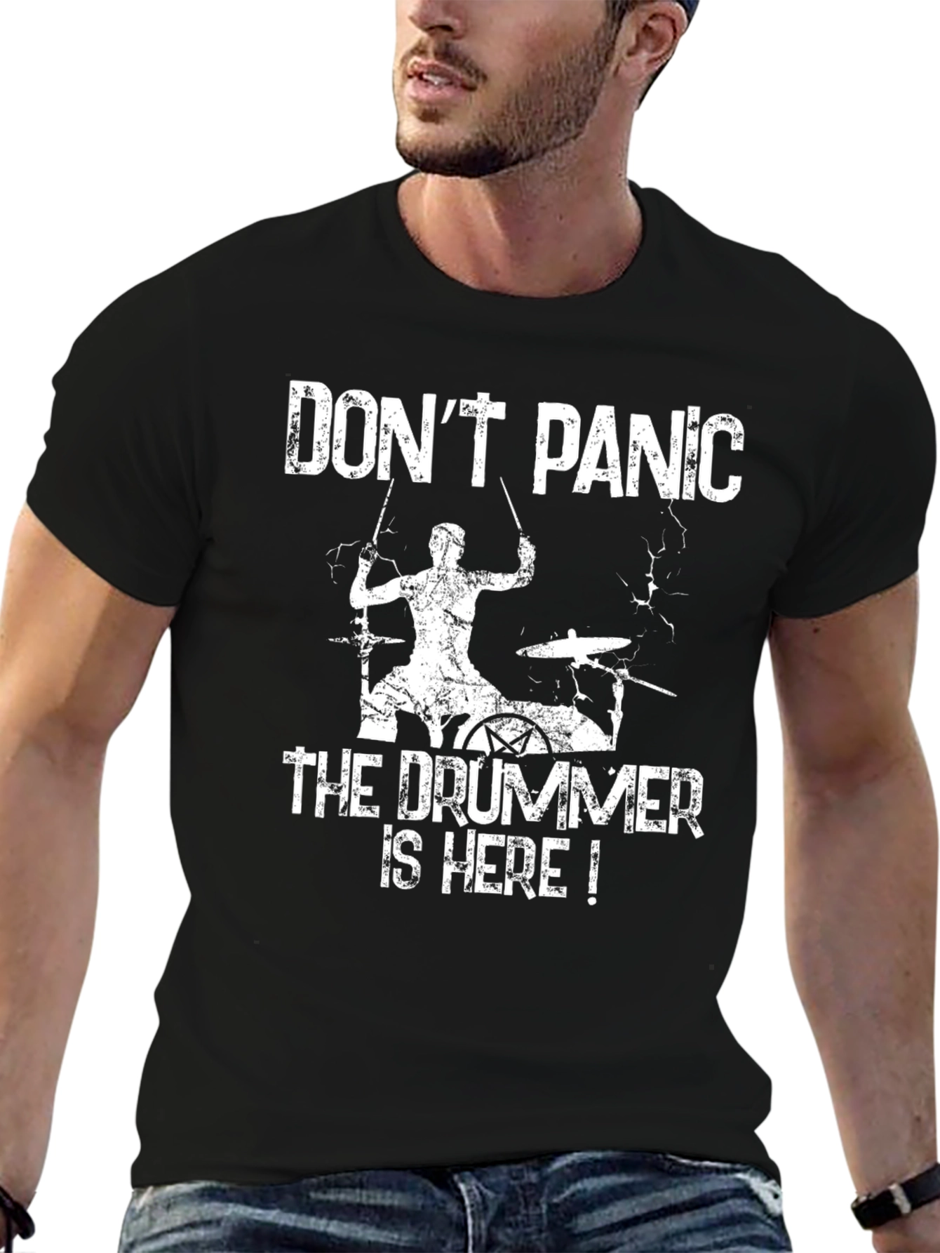 Dont Panic Drummer T-Shirt - Funny Musician Tee