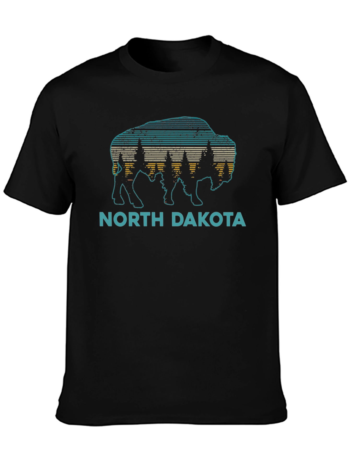 North Dakota Buffalo Retro Graphic T-Shirt