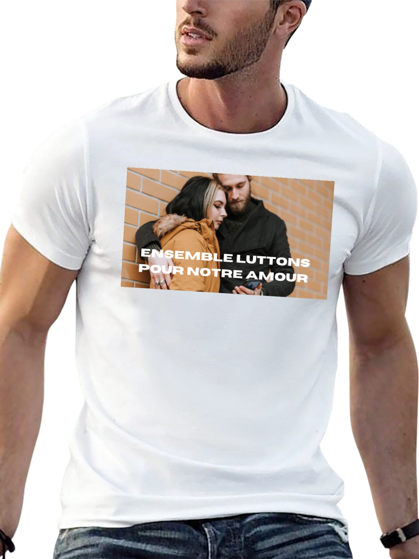 Trendy Black Tee with Love Graphic