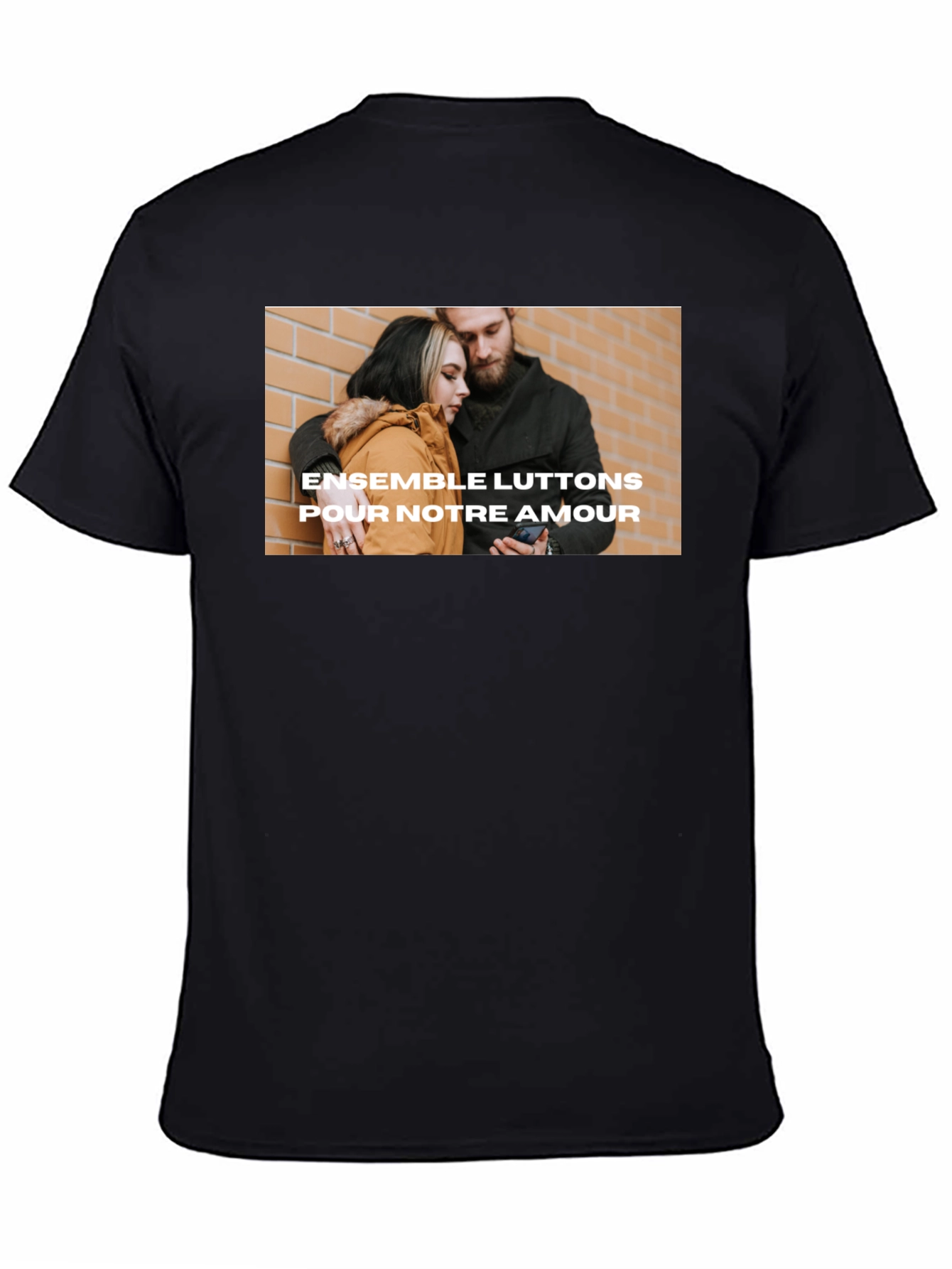 Trendy Black Tee with Love Graphic