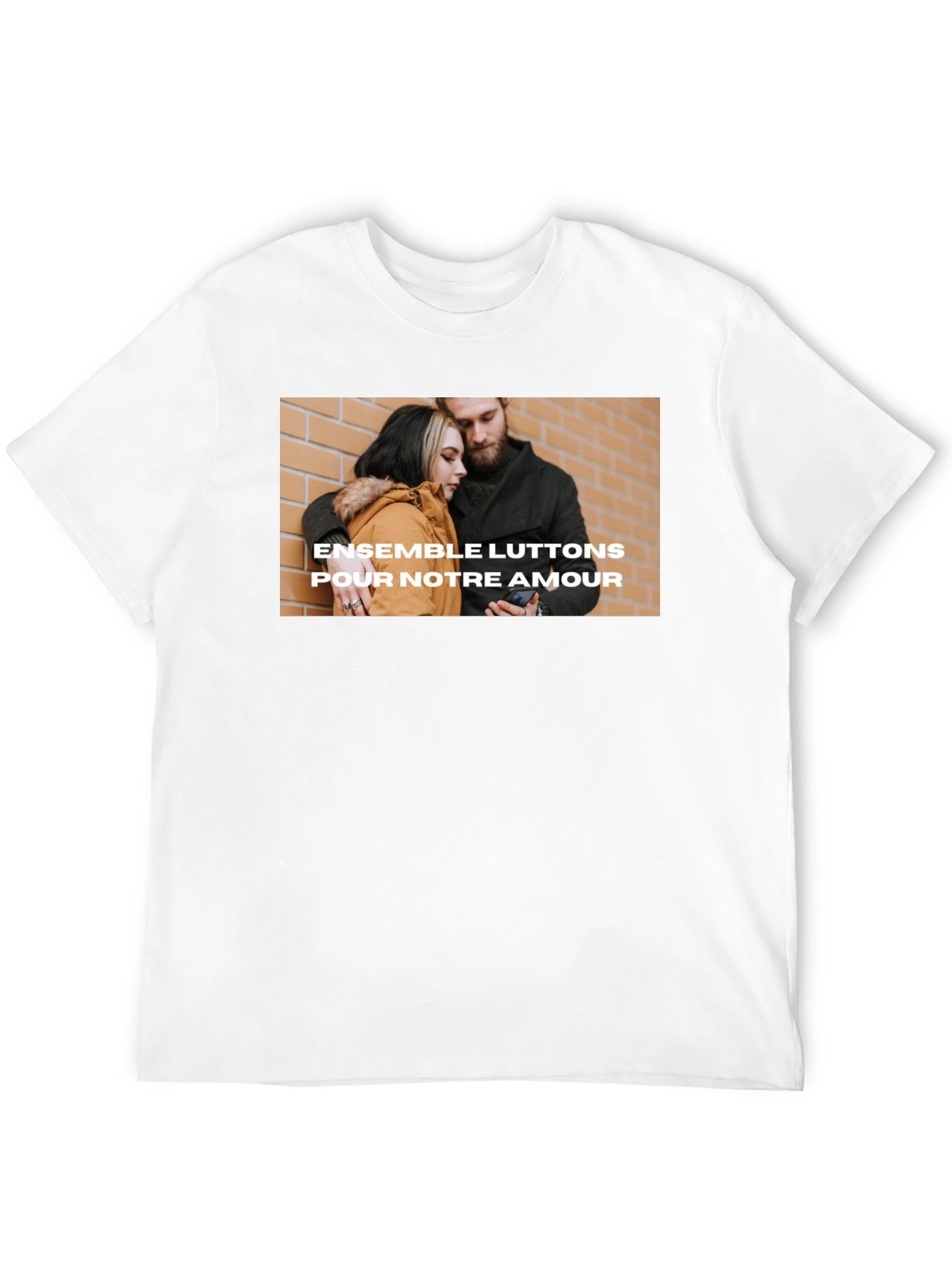 Trendy Black Tee with Love Graphic