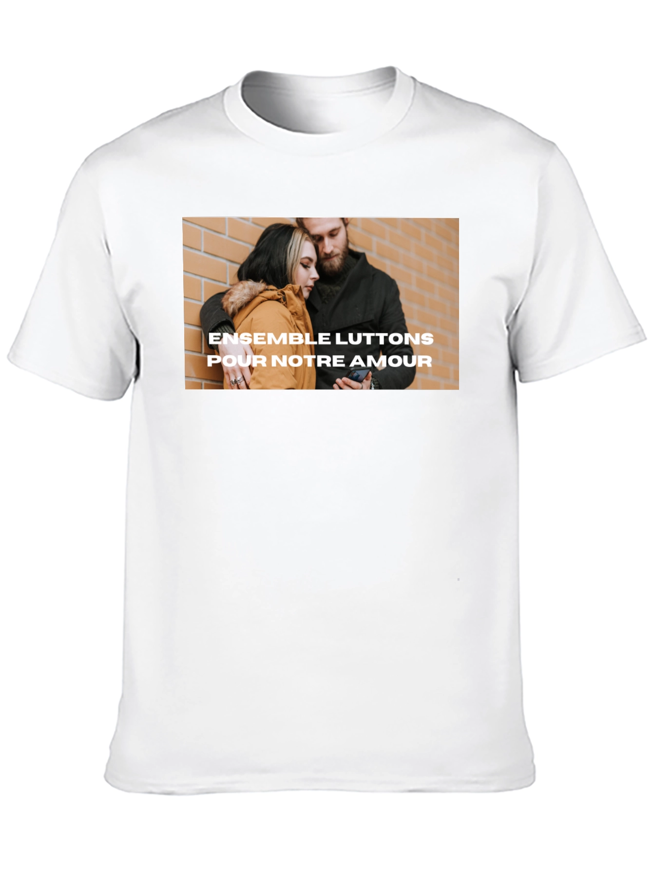 Trendy Black Tee with Love Graphic