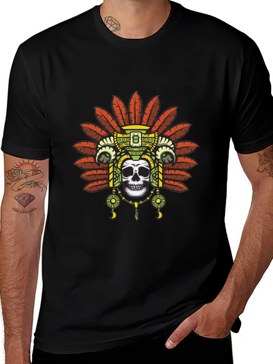 Skull Headdress Graphic Tee - Black T-Shirt