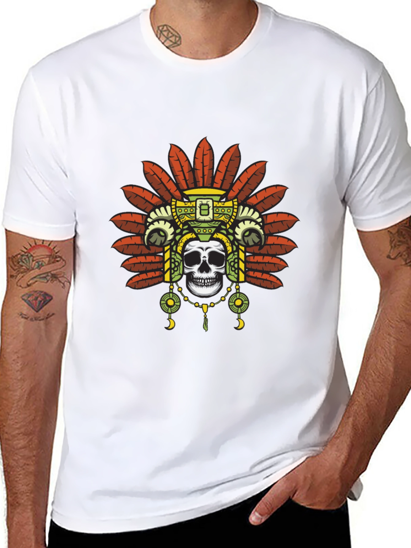 Skull Headdress Graphic Tee - Black T-Shirt