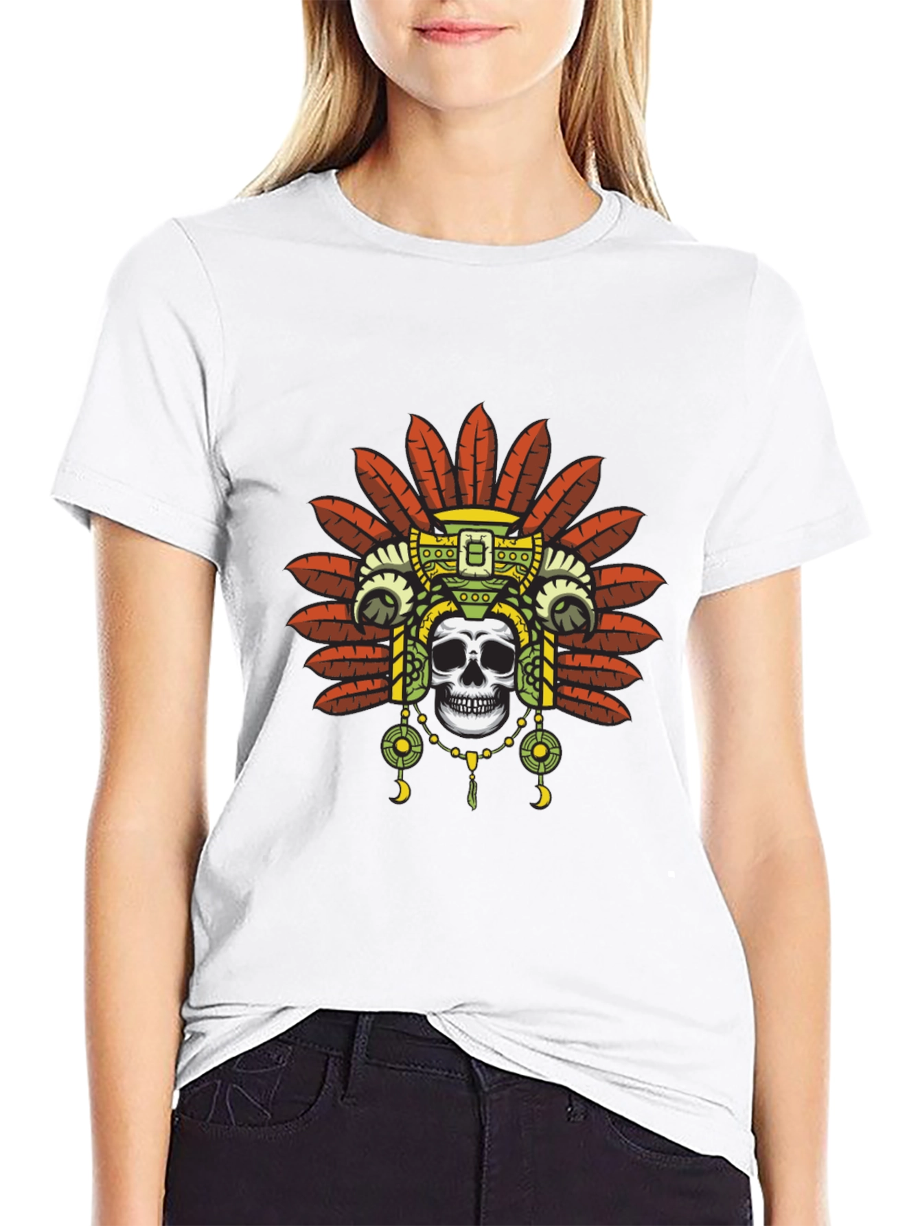 Skull Headdress Graphic Tee - Black T-Shirt