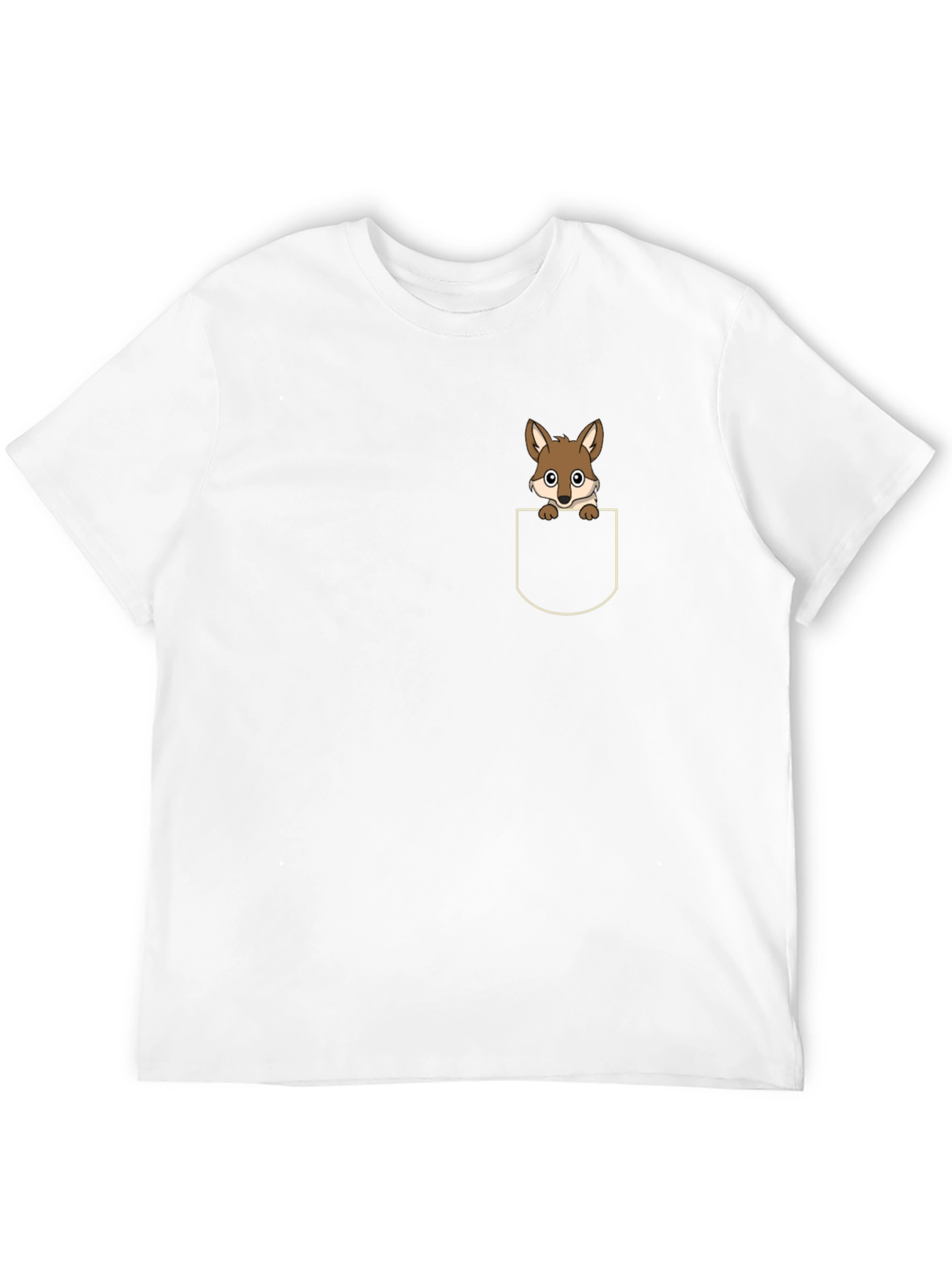 Cute Pocket Fox T-Shirt - Black