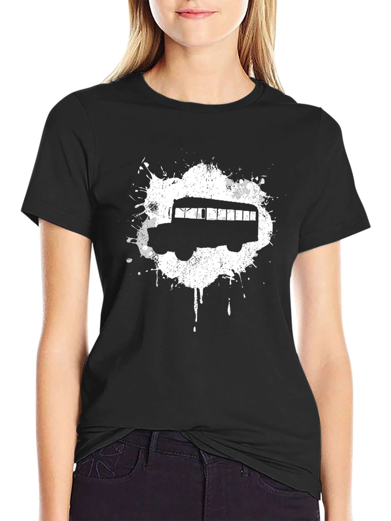 Cool Black Bus Graphic T-Shirt