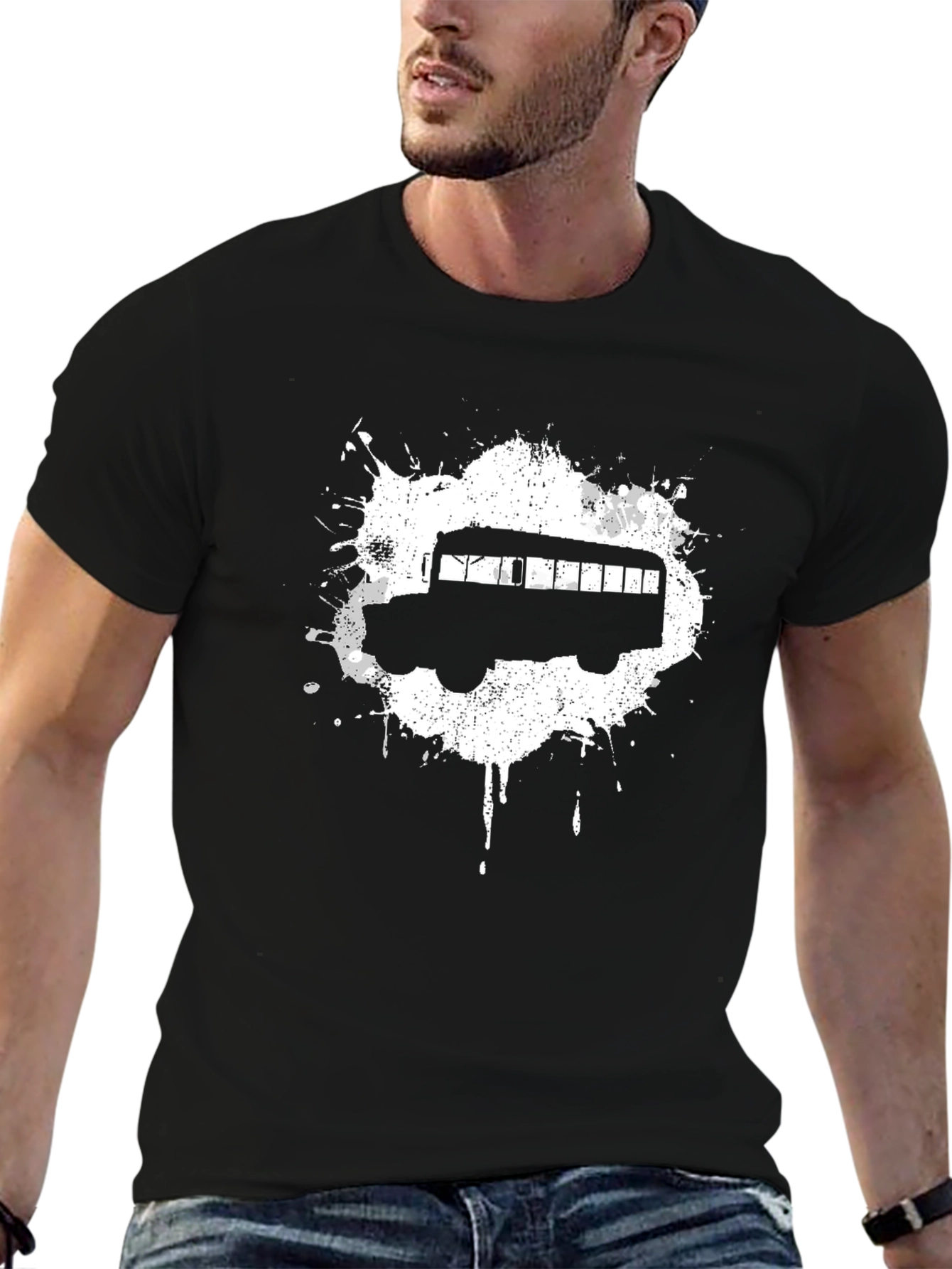 Cool Black Bus Graphic T-Shirt