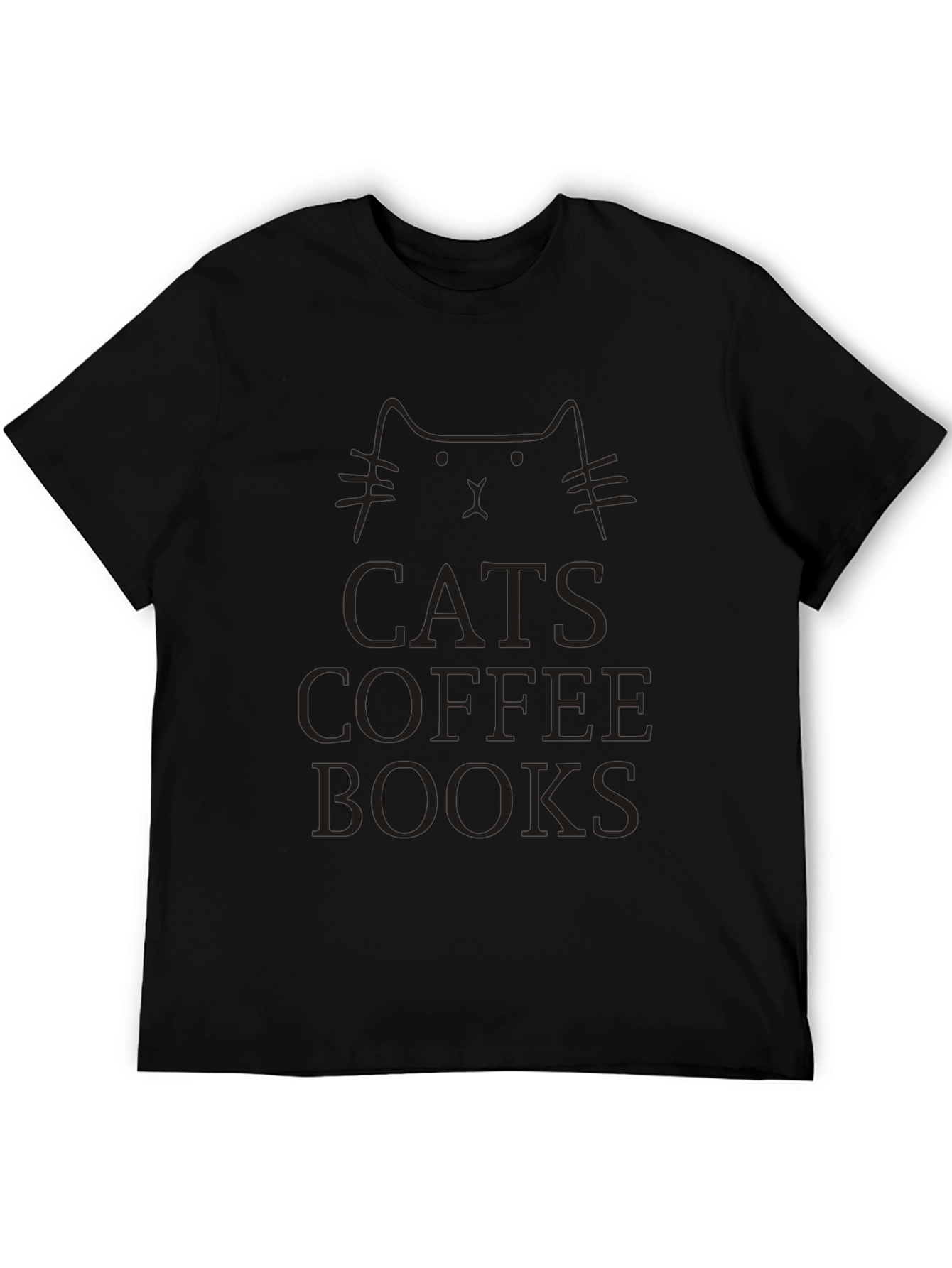 Cats Coffee Books T-Shirt Unisex Black Tee