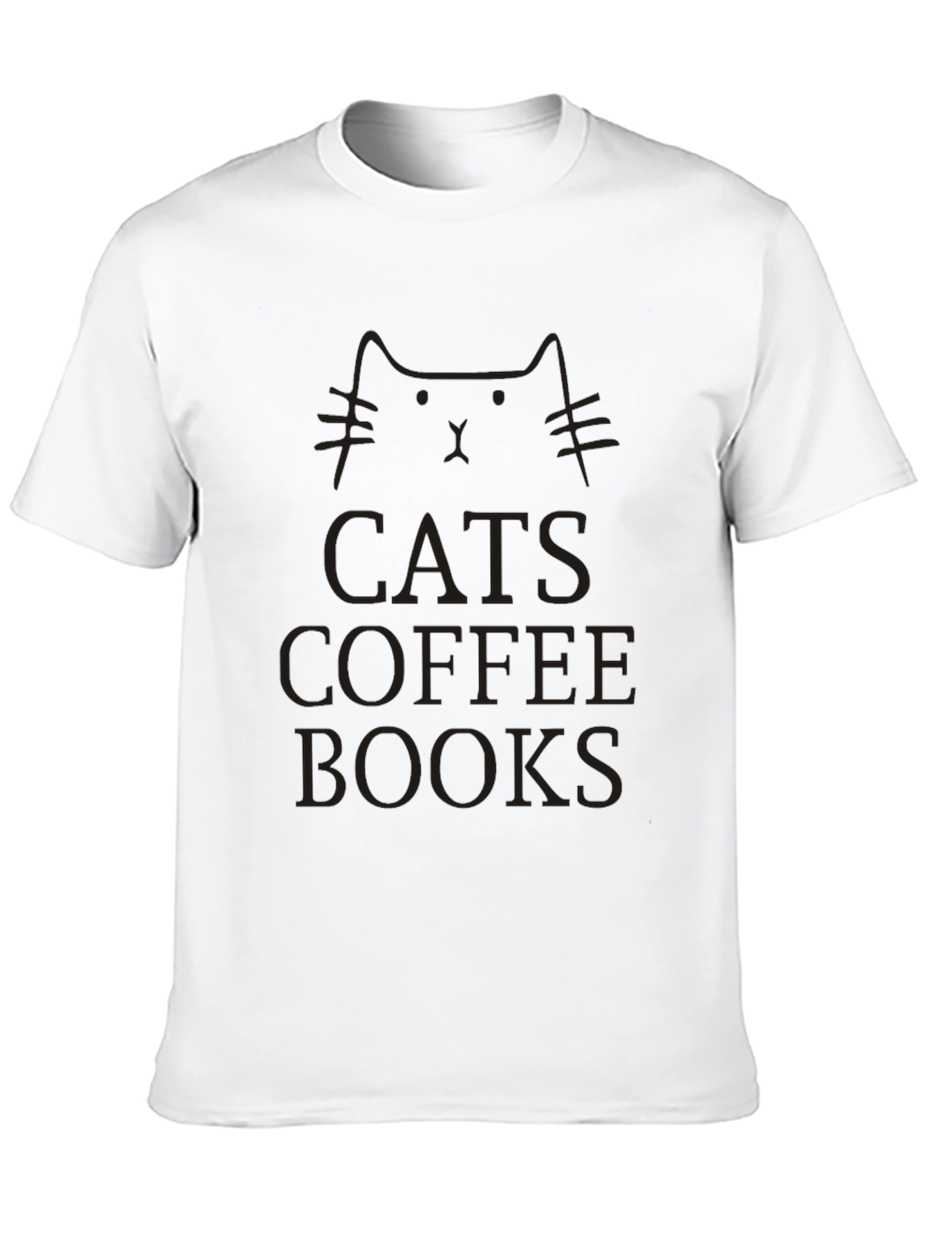Cats Coffee Books T-Shirt Unisex Black Tee