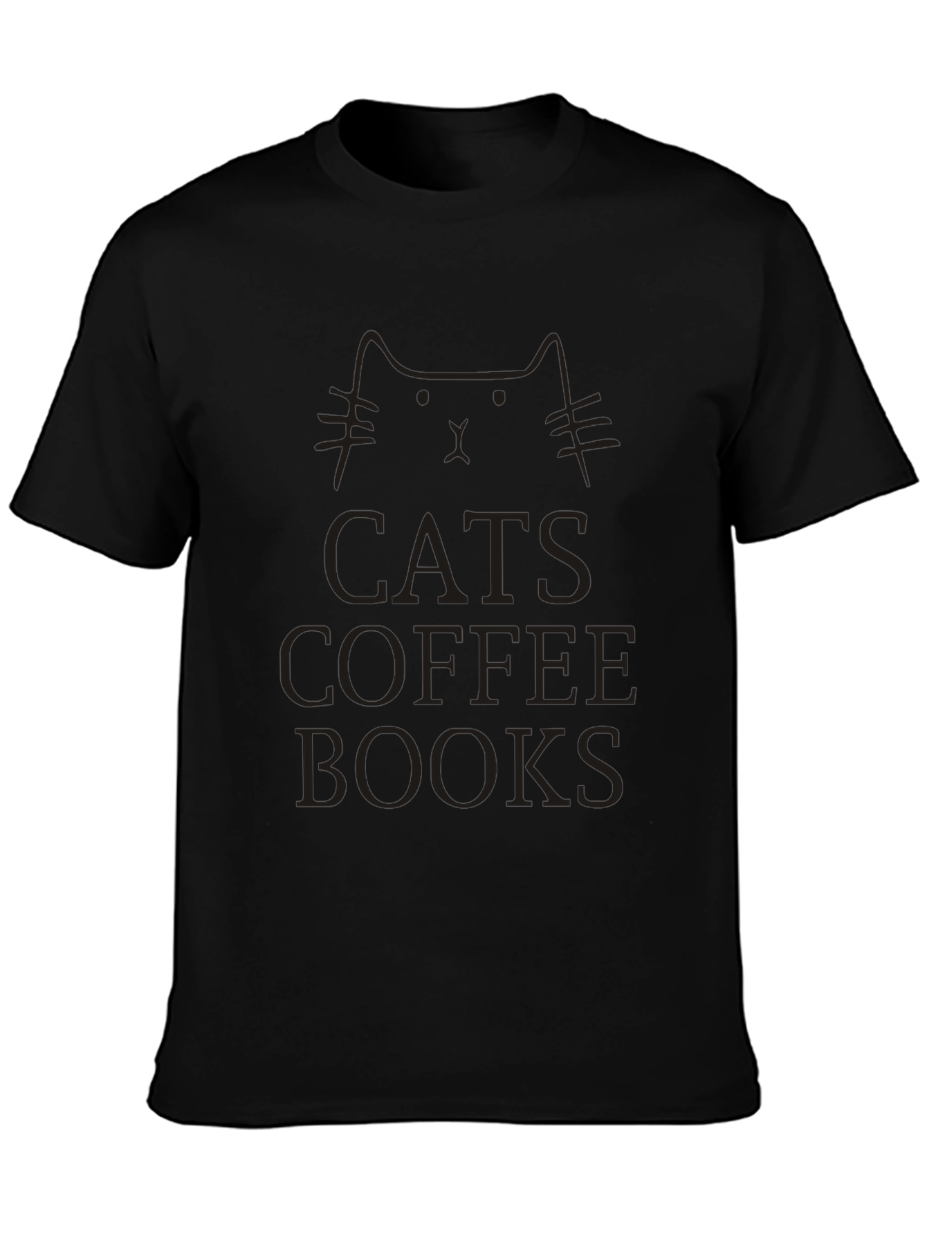 Cats Coffee Books T-Shirt Unisex Black Tee