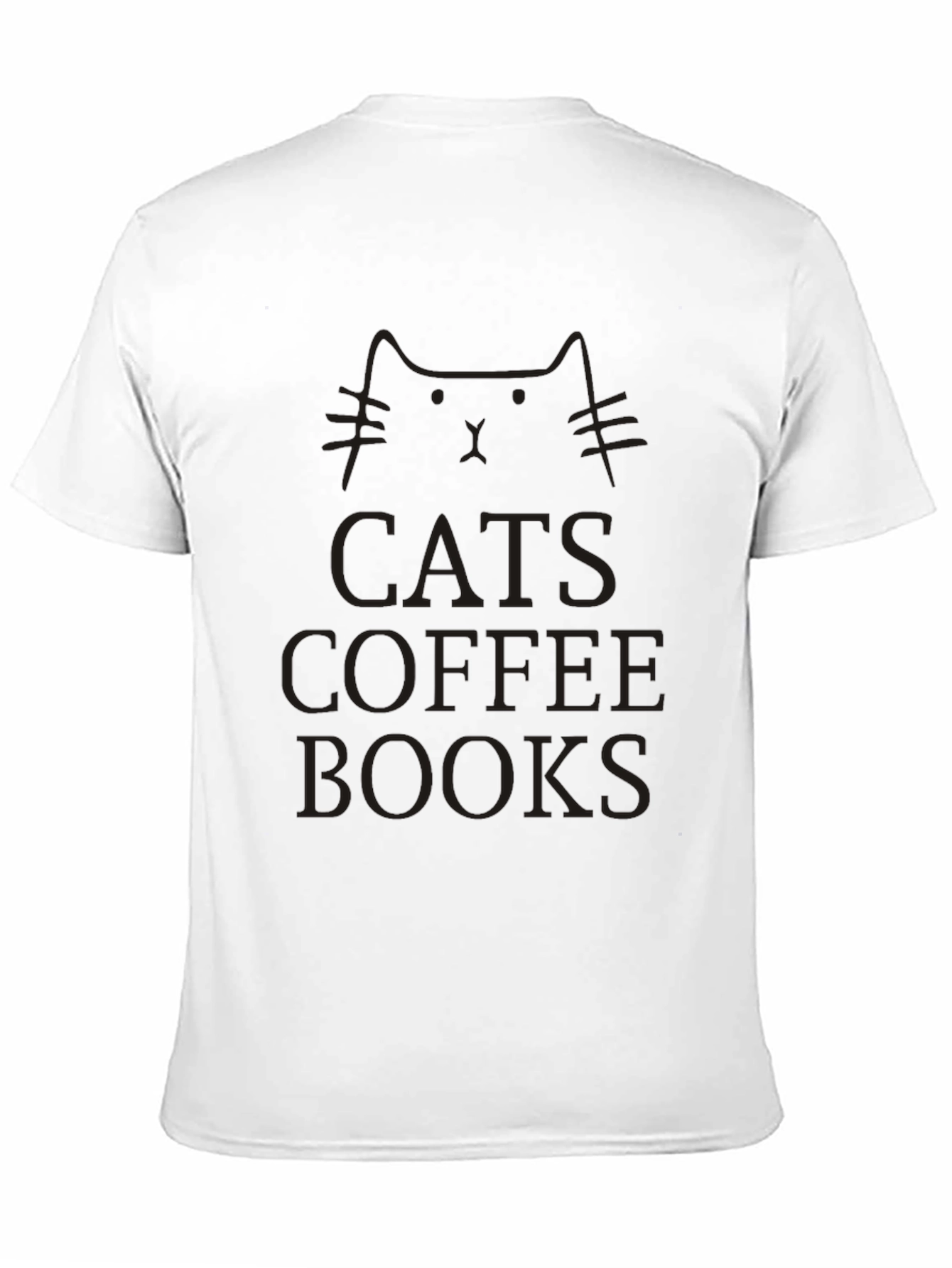 Cats Coffee Books T-Shirt Unisex Black Tee