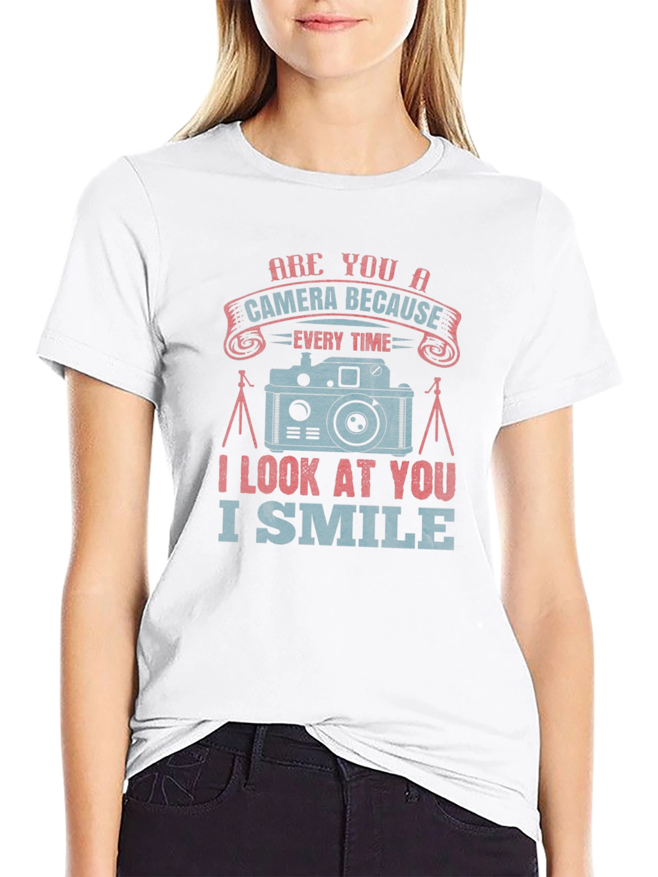 Camera Smile Graphic Tee - Black