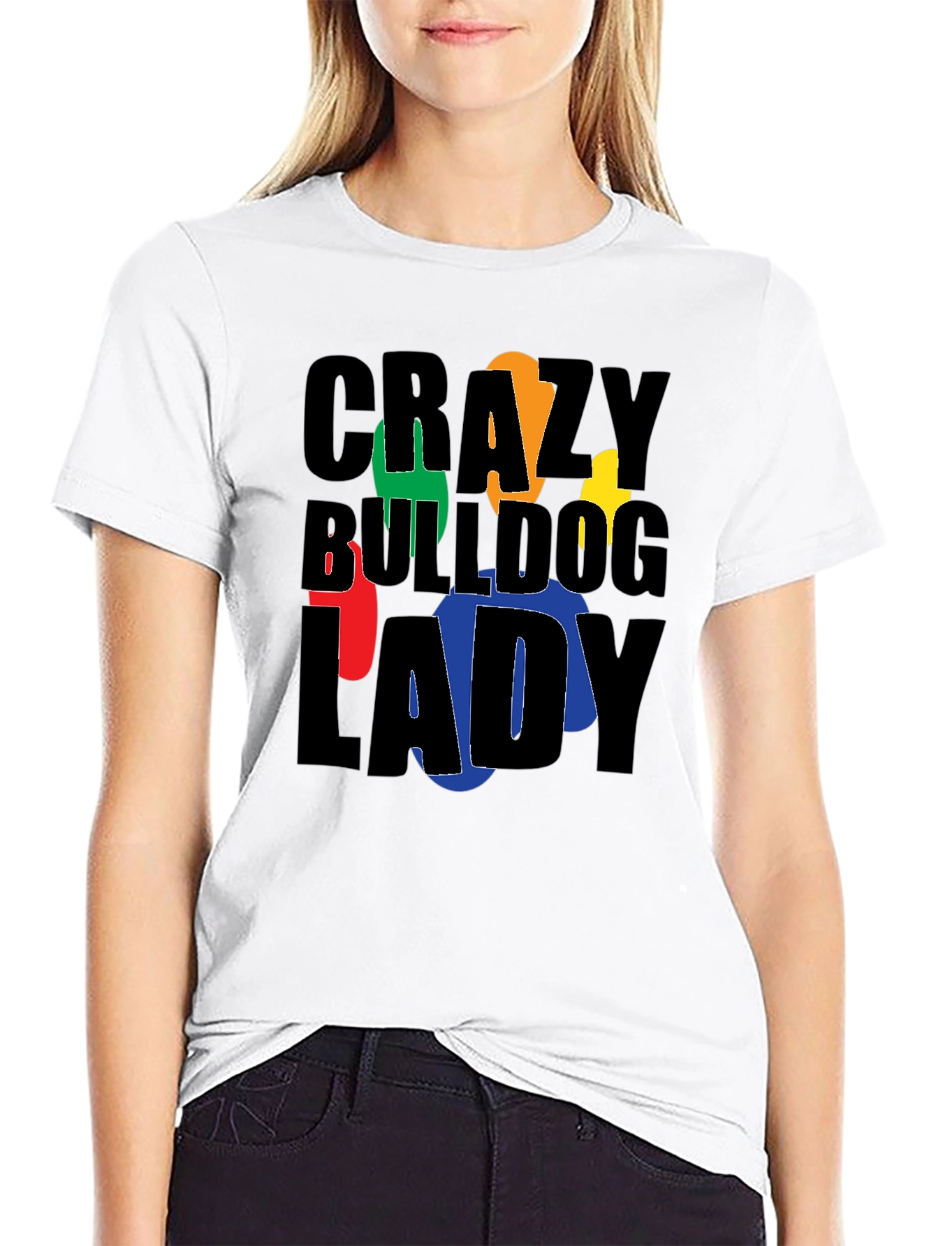 Crazy Bulldog Lady Graphic T-Shirt