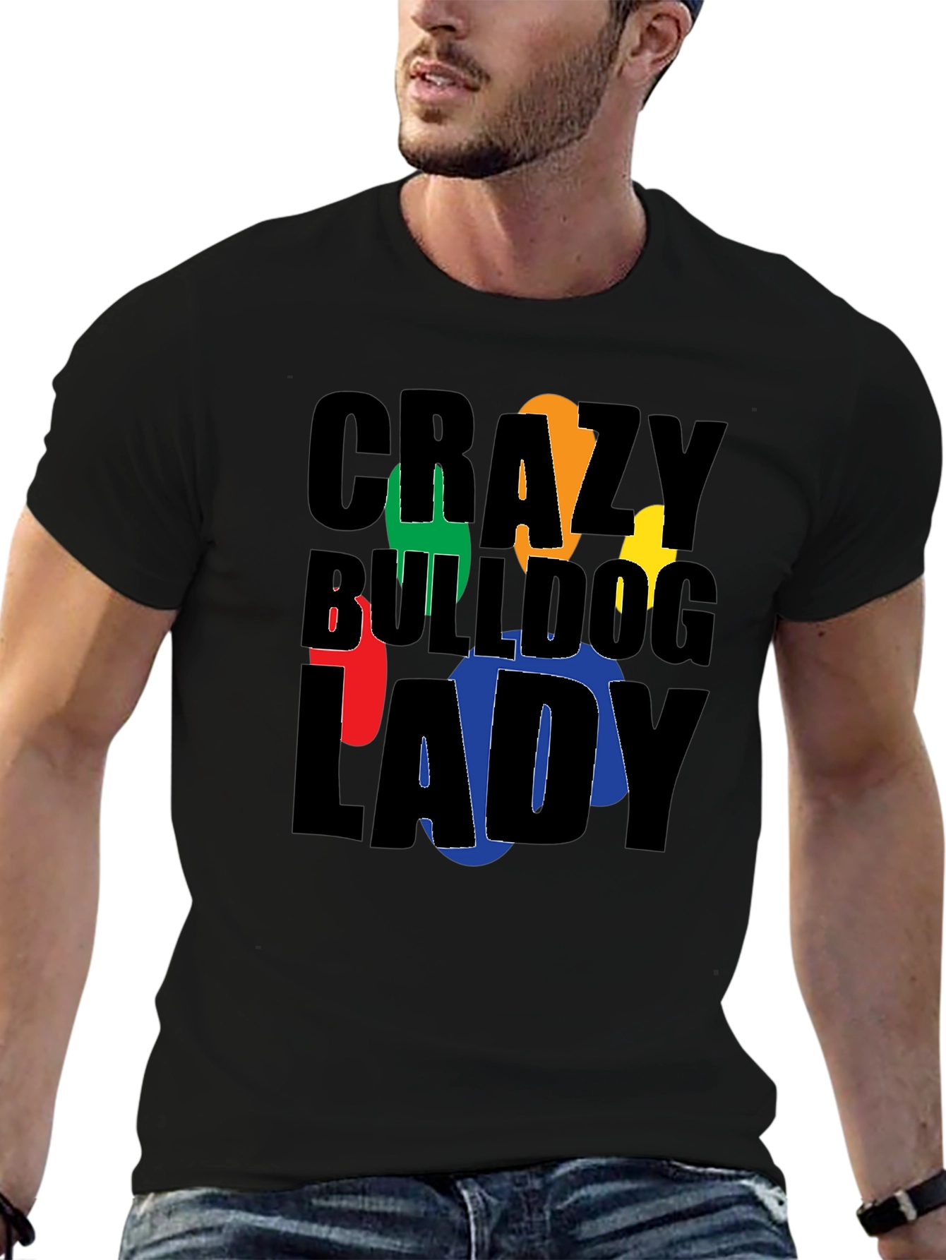 Crazy Bulldog Lady Graphic T-Shirt