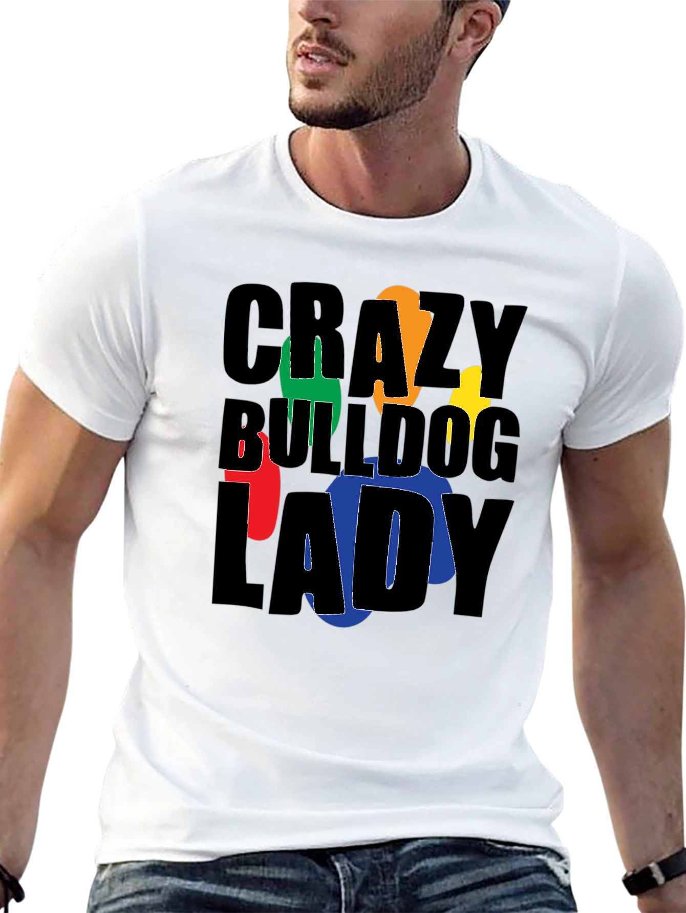 Crazy Bulldog Lady Graphic T-Shirt