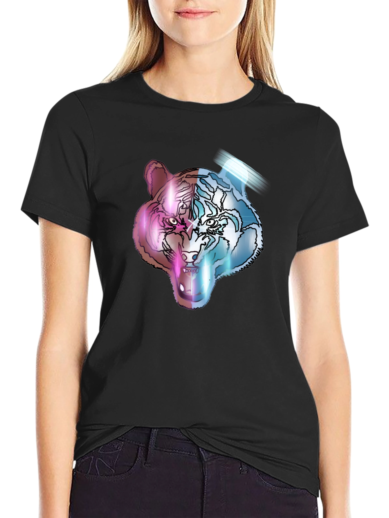 Neon Tiger Graphic Tee - Unisex Black T-Shirt