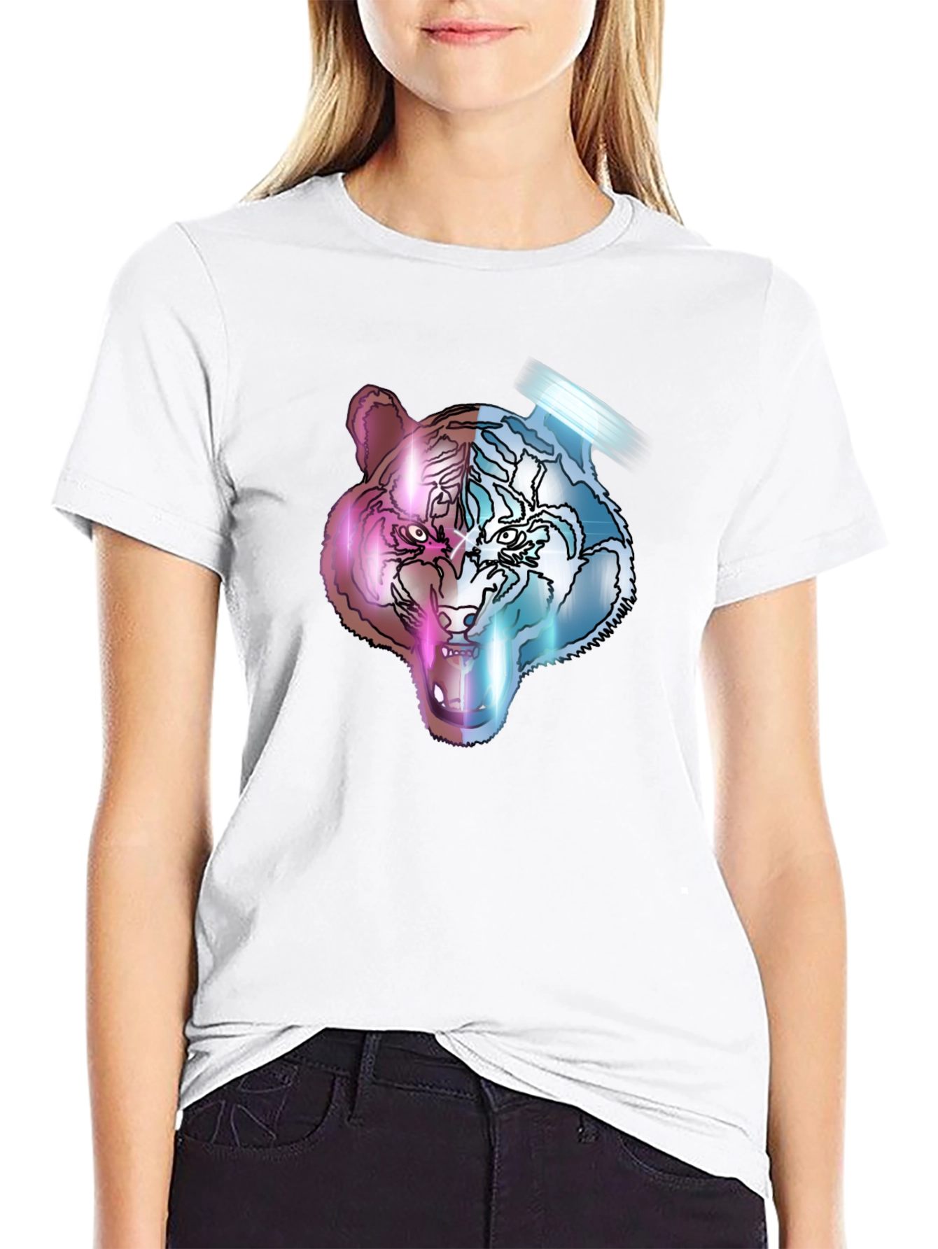 Neon Tiger Graphic Tee - Unisex Black T-Shirt