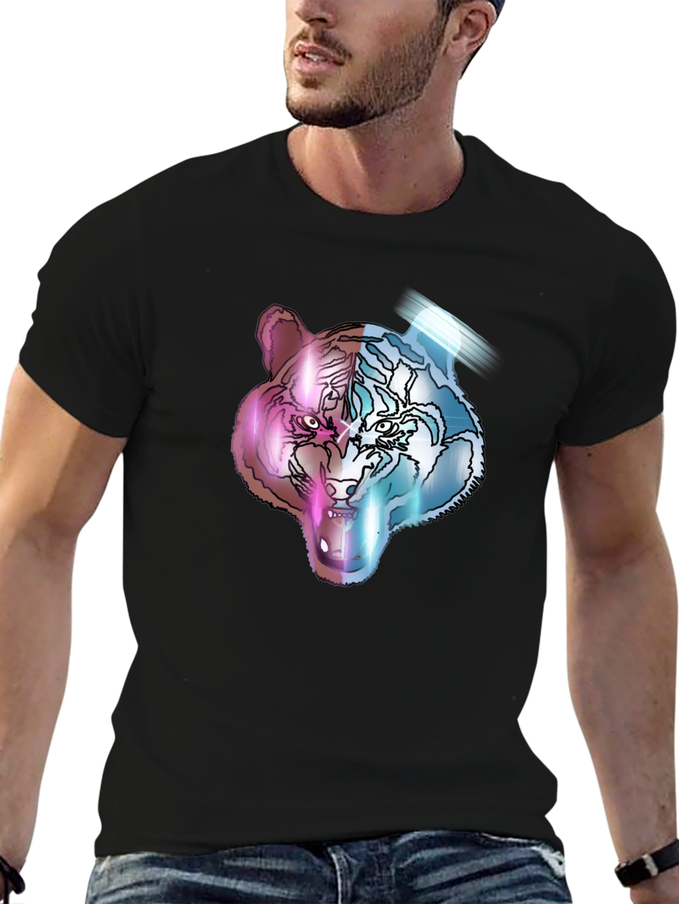 Neon Tiger Graphic Tee - Unisex Black T-Shirt