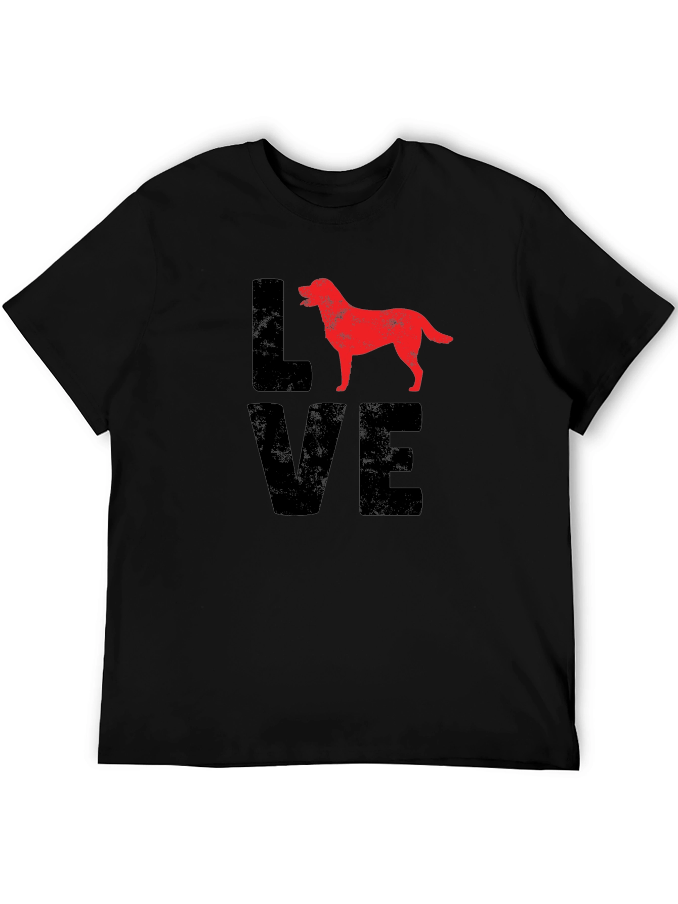 Love Dog Graphic Tee - Black Cotton Casual T-Shirt