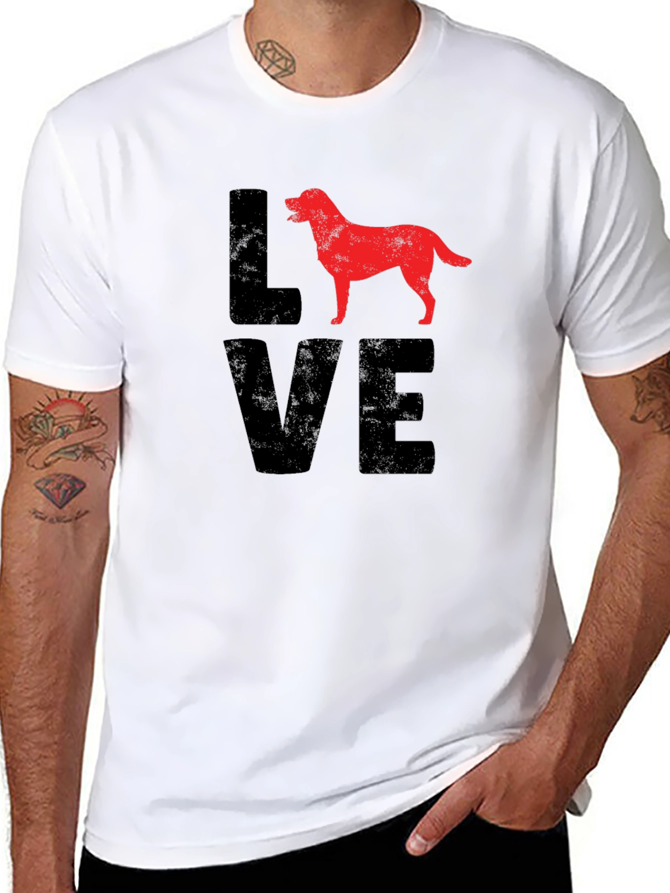 Love Dog Graphic Tee - Black Cotton Casual T-Shirt