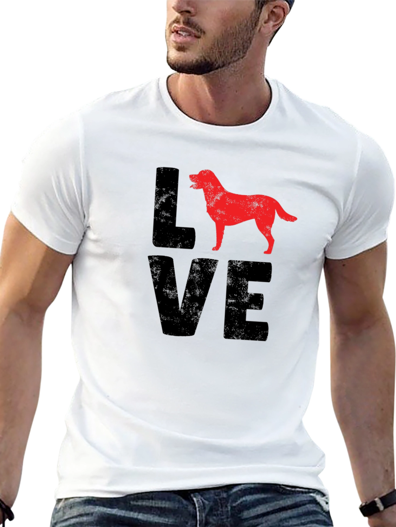 Love Dog Graphic Tee - Black Cotton Casual T-Shirt